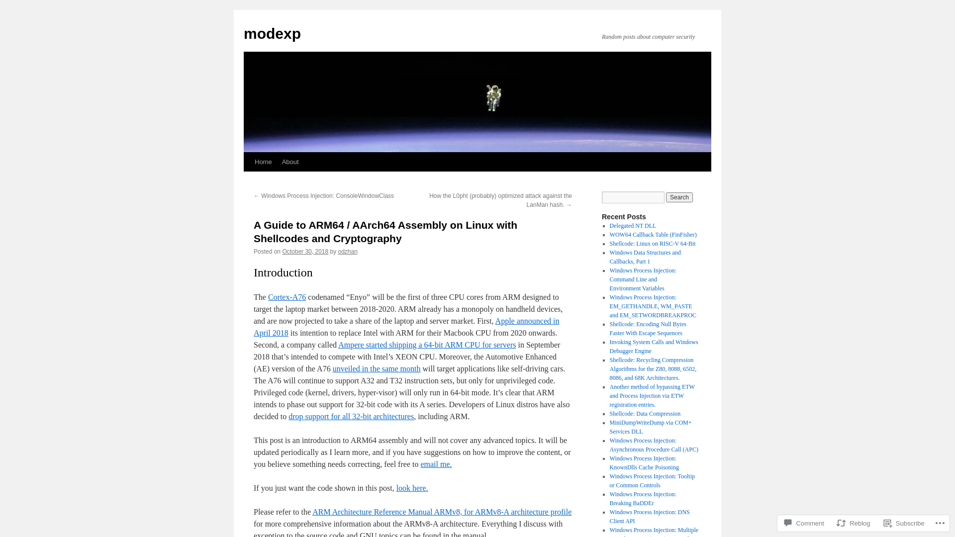 A Guide to ARM64 / AArch64 Assembly on Linux with Shellcodes and Cryptography | modexp