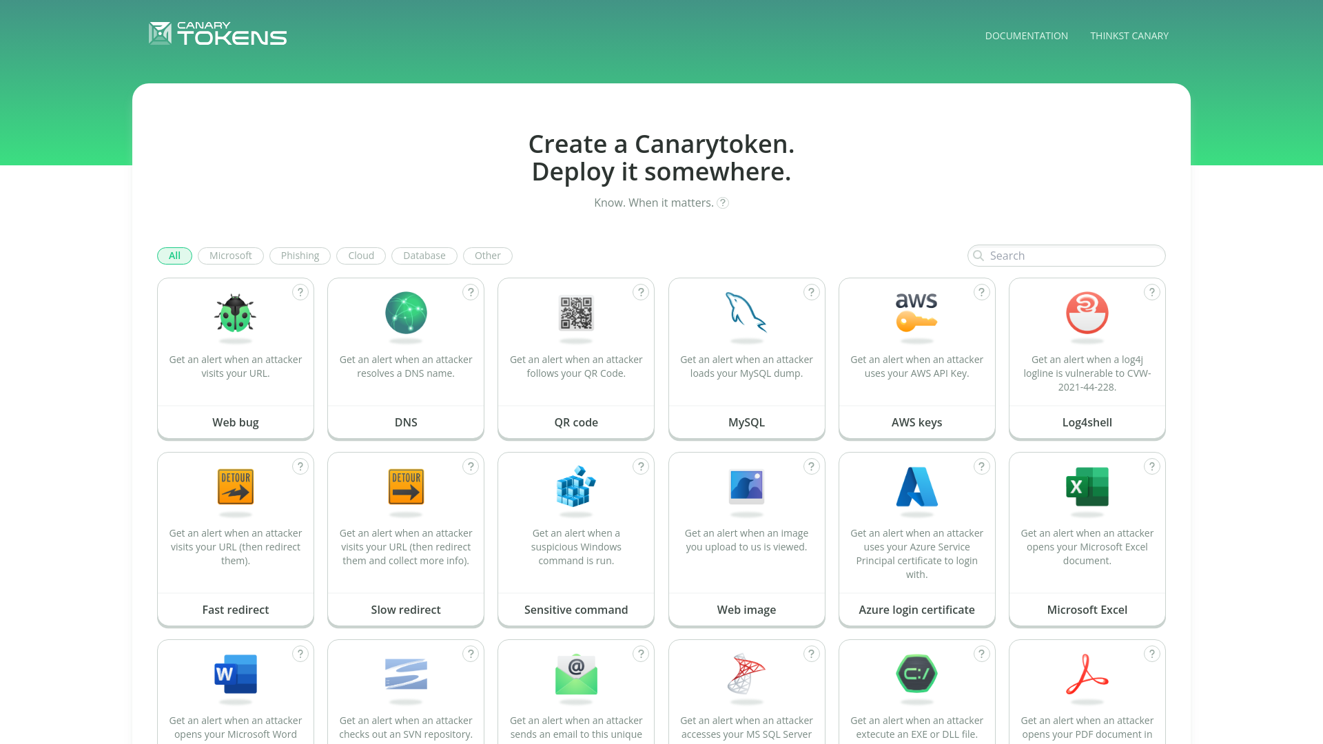 Create New Canarytoken