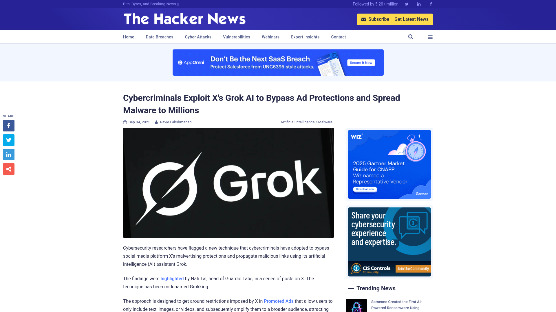 Cybercriminals Exploit X's Grok AI to Bypass Ad Protections and Spread Malware to Millions