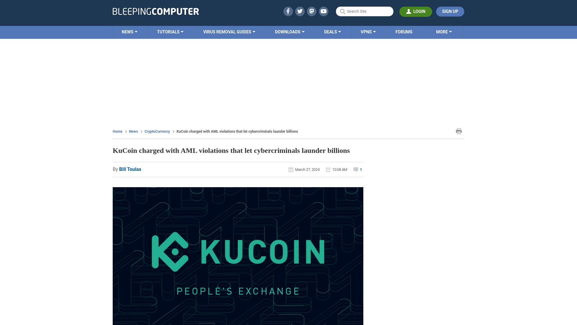 KuCoin charged with AML violations that let cybercriminals launder billions