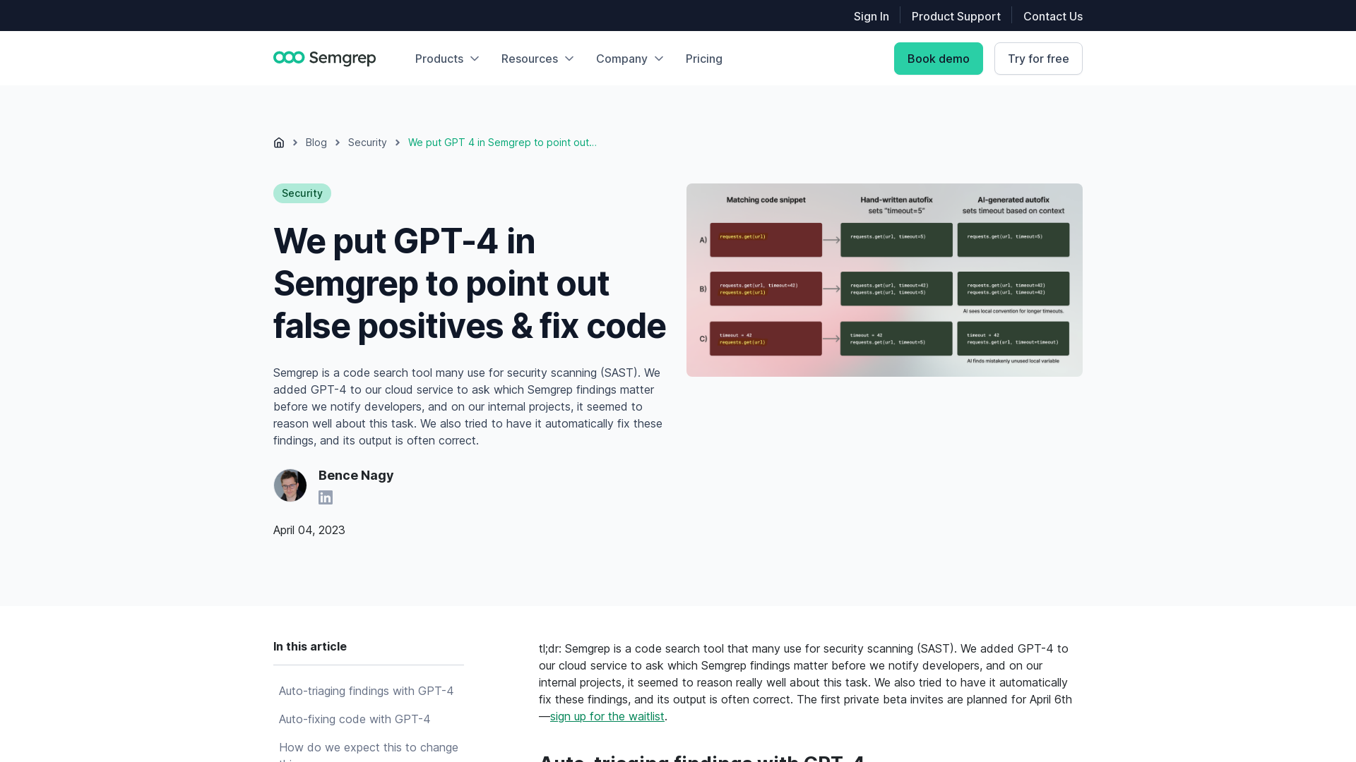 We put GPT-4 in Semgrep to point out false positives & fix code