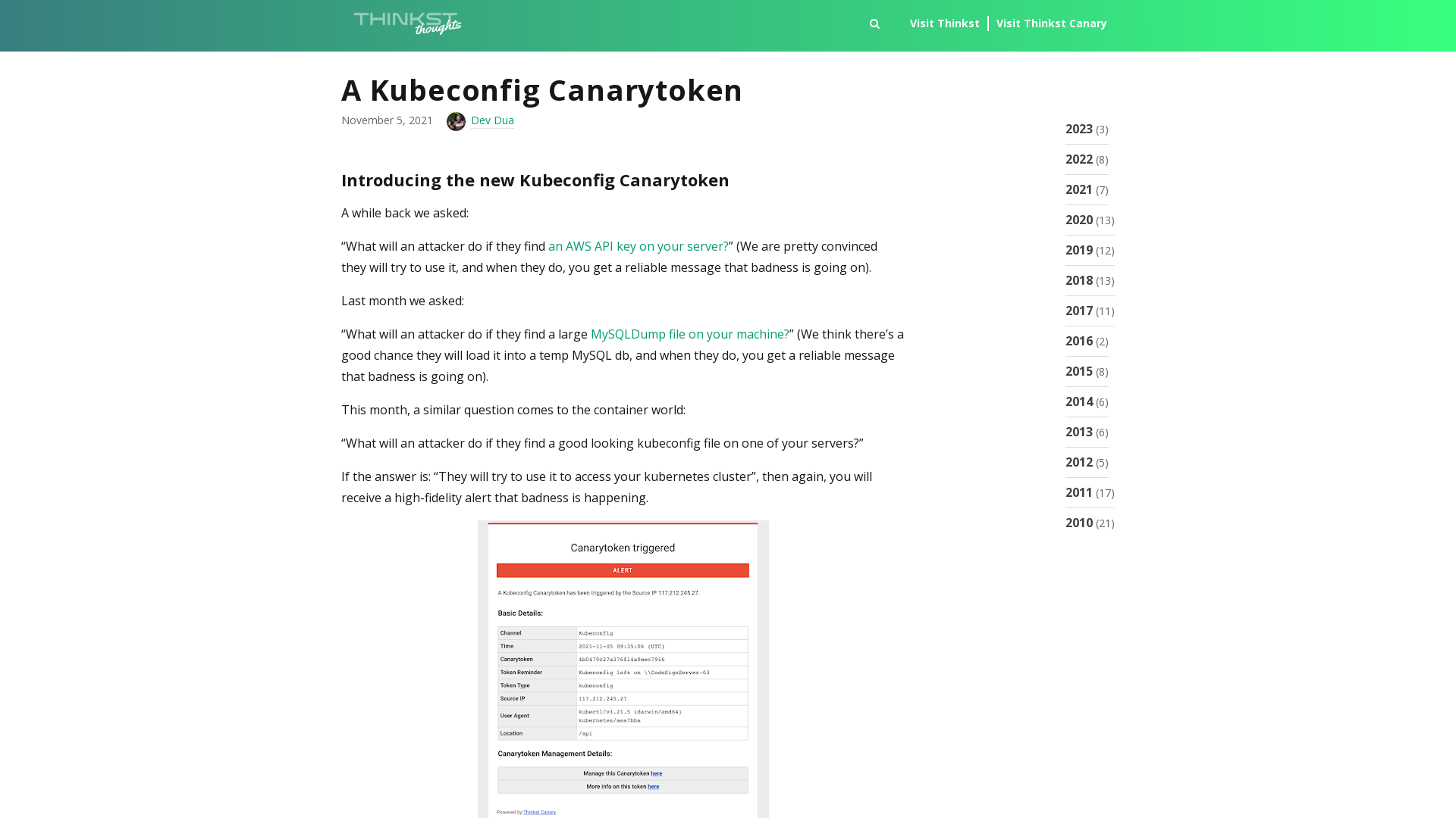 A Kubeconfig Canarytoken – Thinkst Thoughts