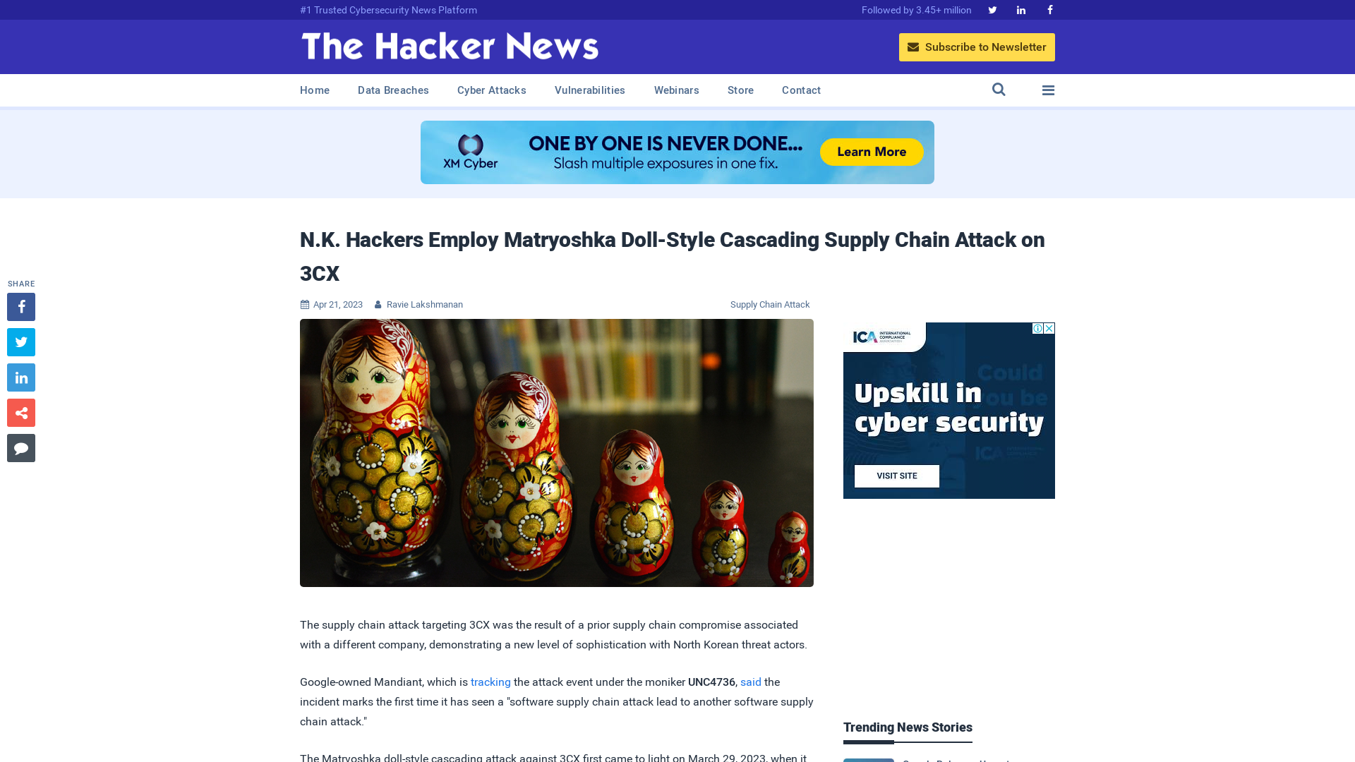 N.K. Hackers Employ Matryoshka Doll-Style Cascading Supply Chain Attack on 3CX