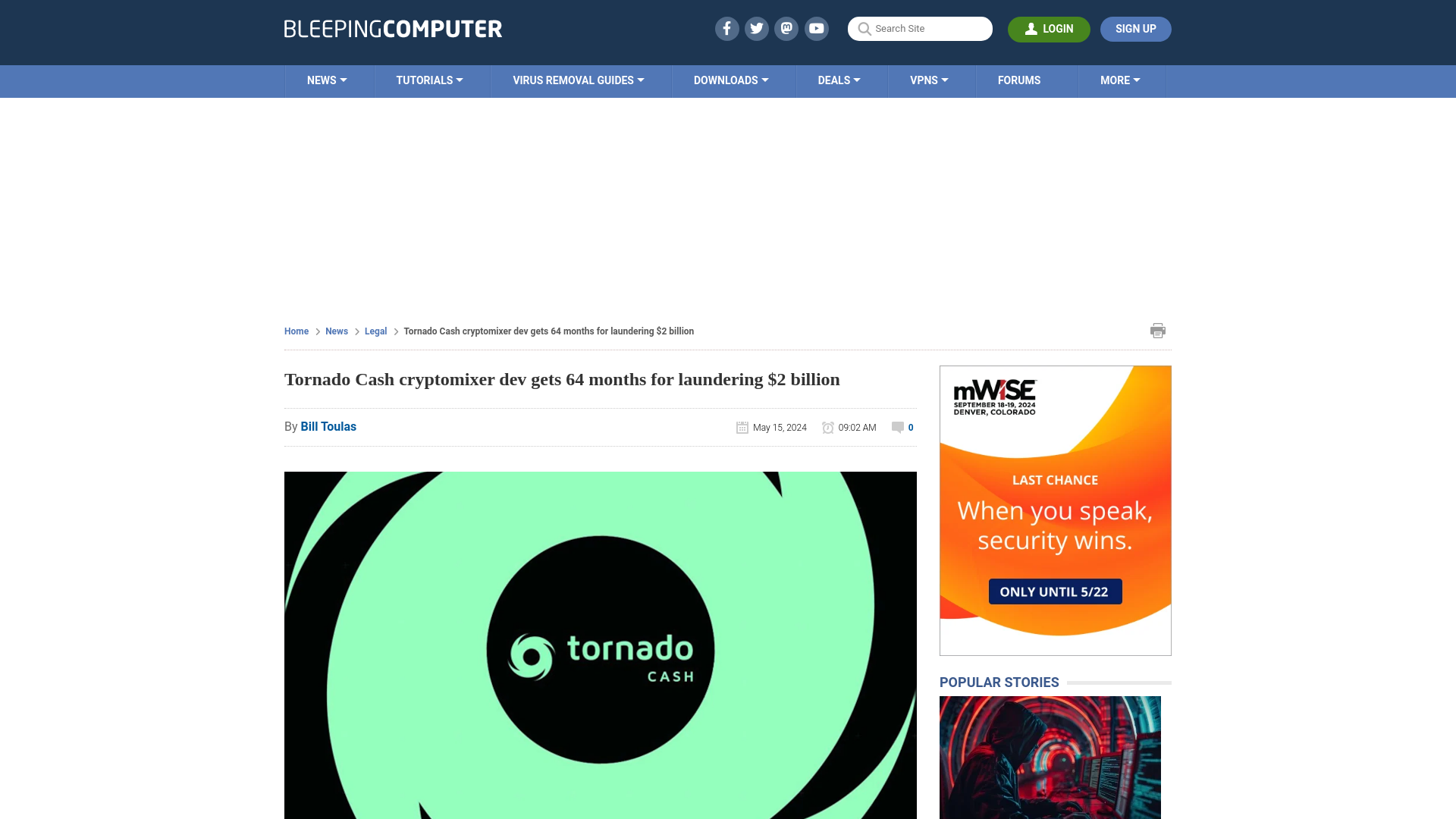 Tornado Cash cryptomixer dev gets 64 months for laundering $2 billion