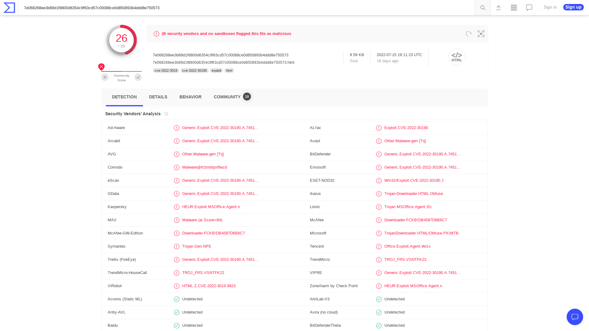 VirusTotal - File - 7e068268ee3b89d1f8800d6354c9f63cd57c00088ce0d850893b4ddd8e750573