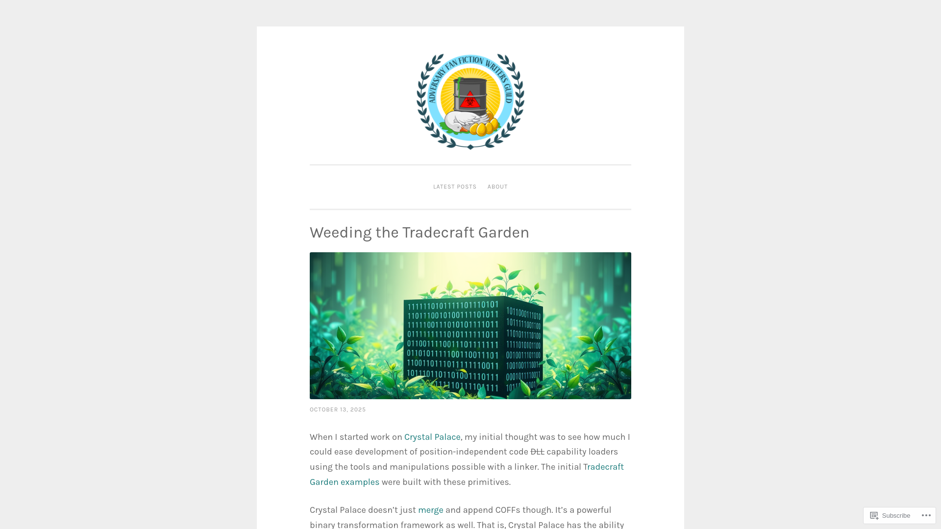 Weeding the Tradecraft Garden – Adversary Fan Fiction Writers Guild