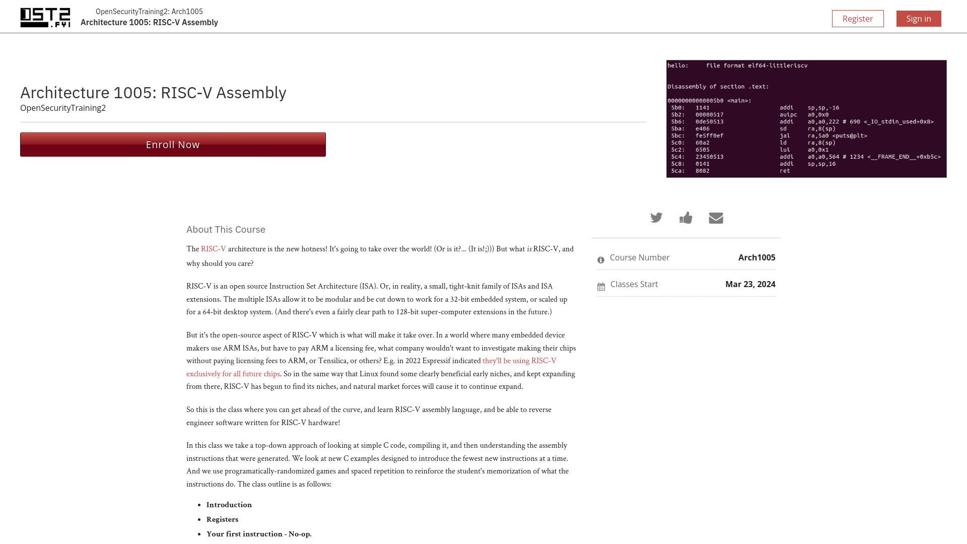 Architecture 1005: RISC-V Assembly | OpenSecurityTraining2