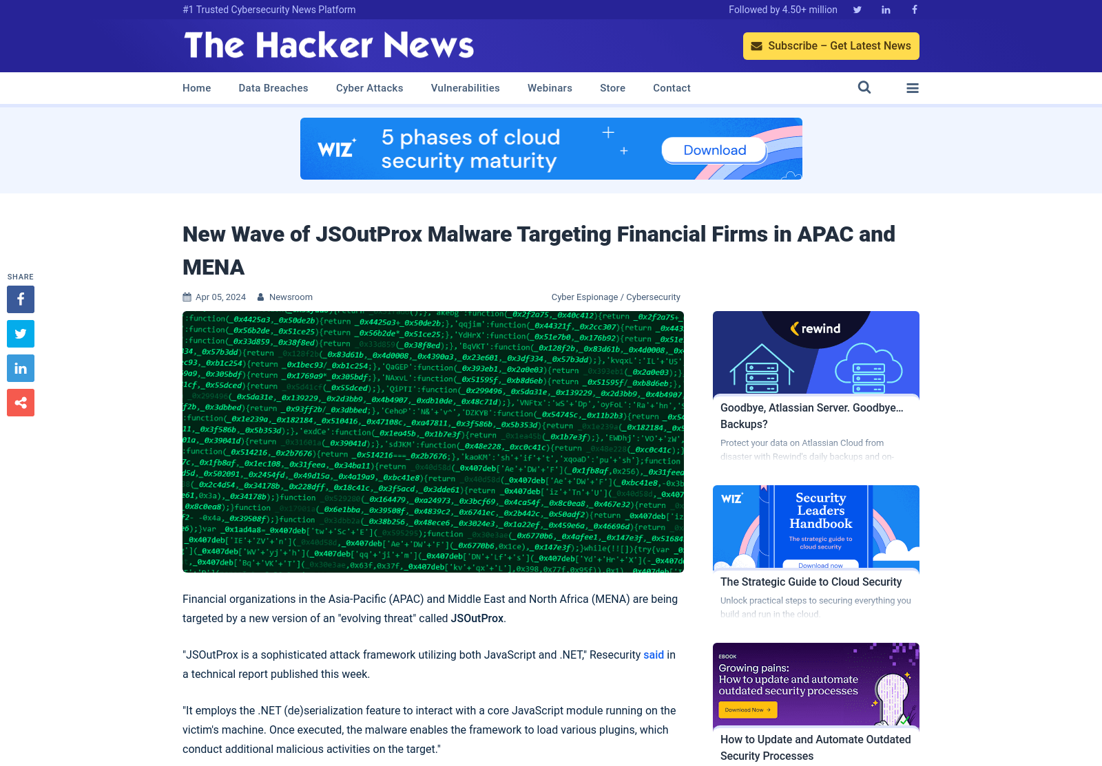 New Wave of JSOutProx Malware Targeting Financial Firms in APAC and MENA