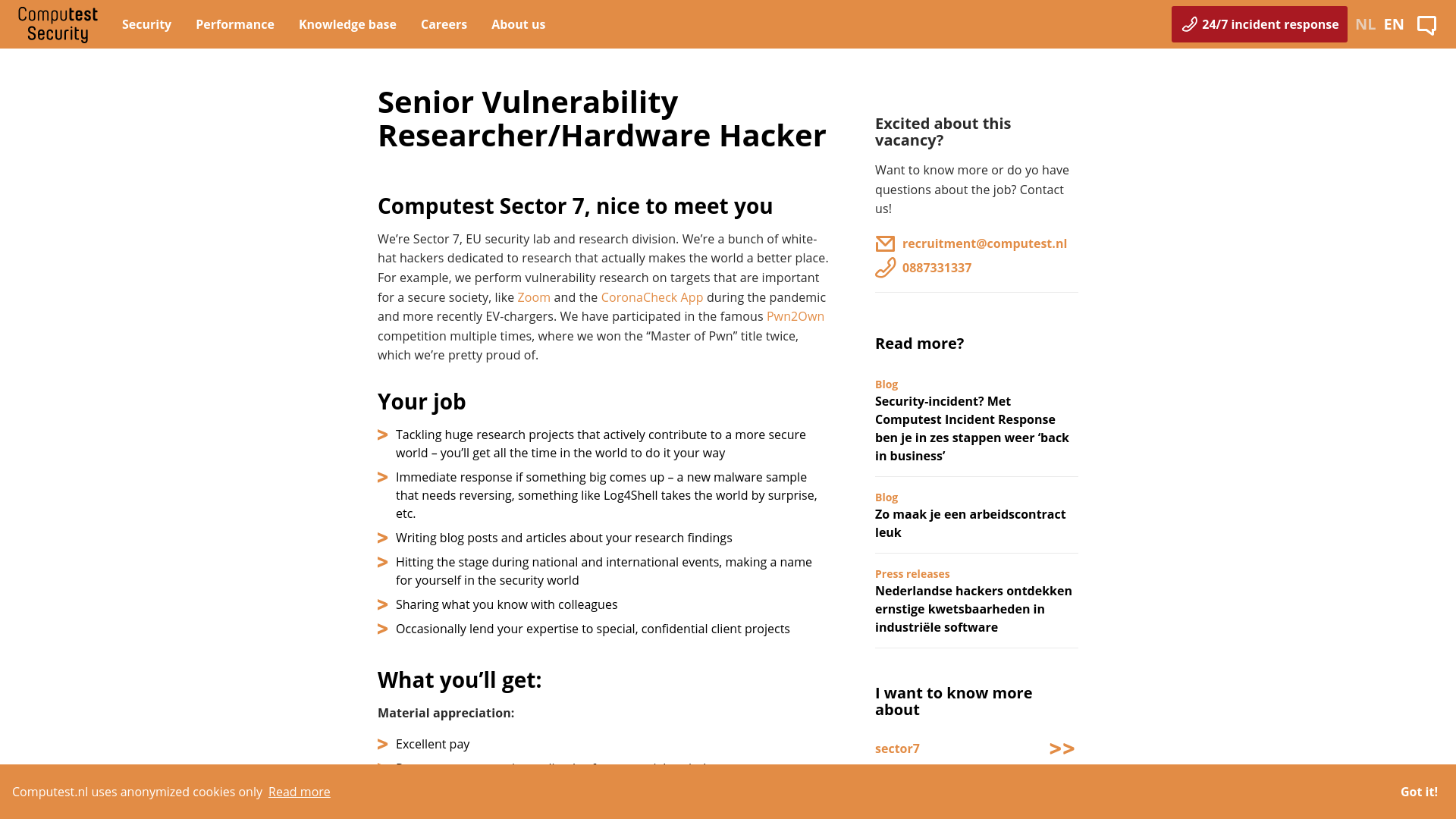 Vacancy senior vulnerability researcher - Computest