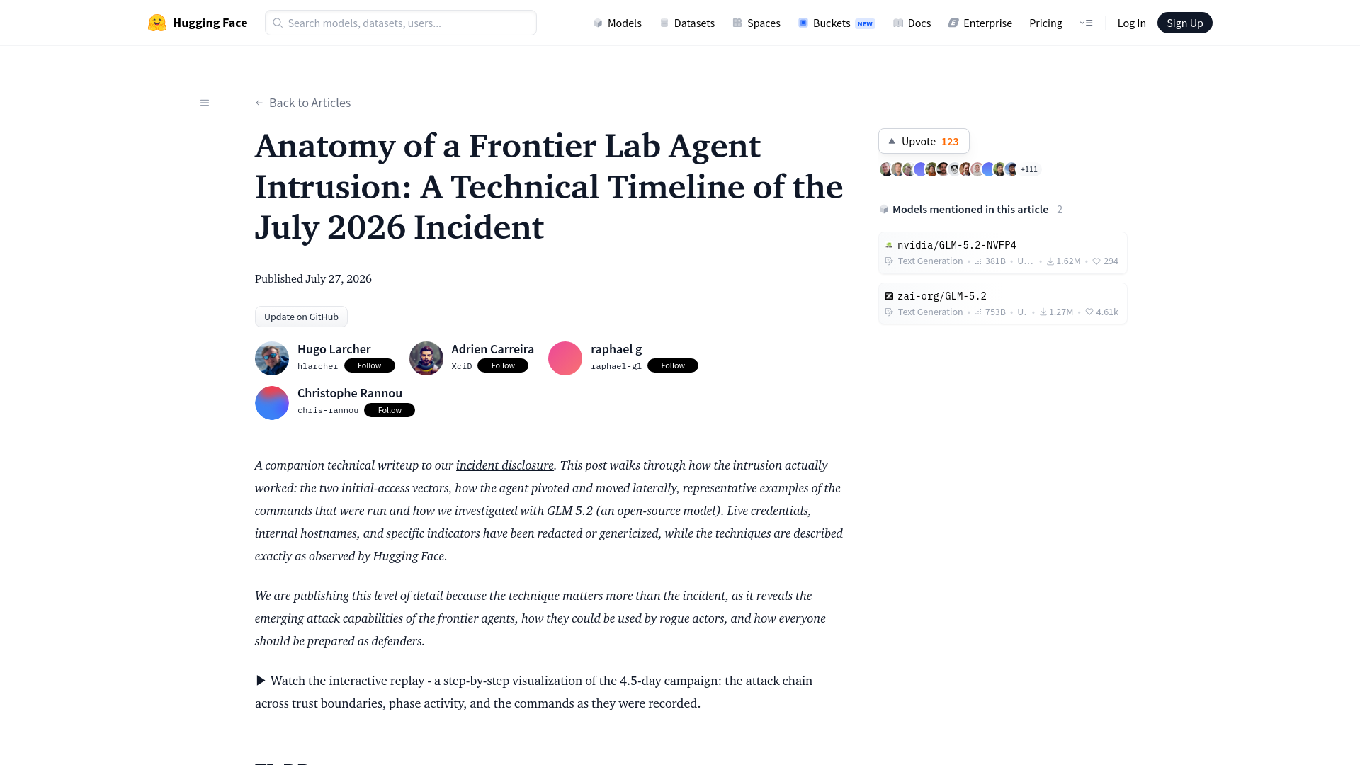 Anatomy of a Frontier Lab Agent Intrusion: A Technical Timeline of the July 2026 Incident