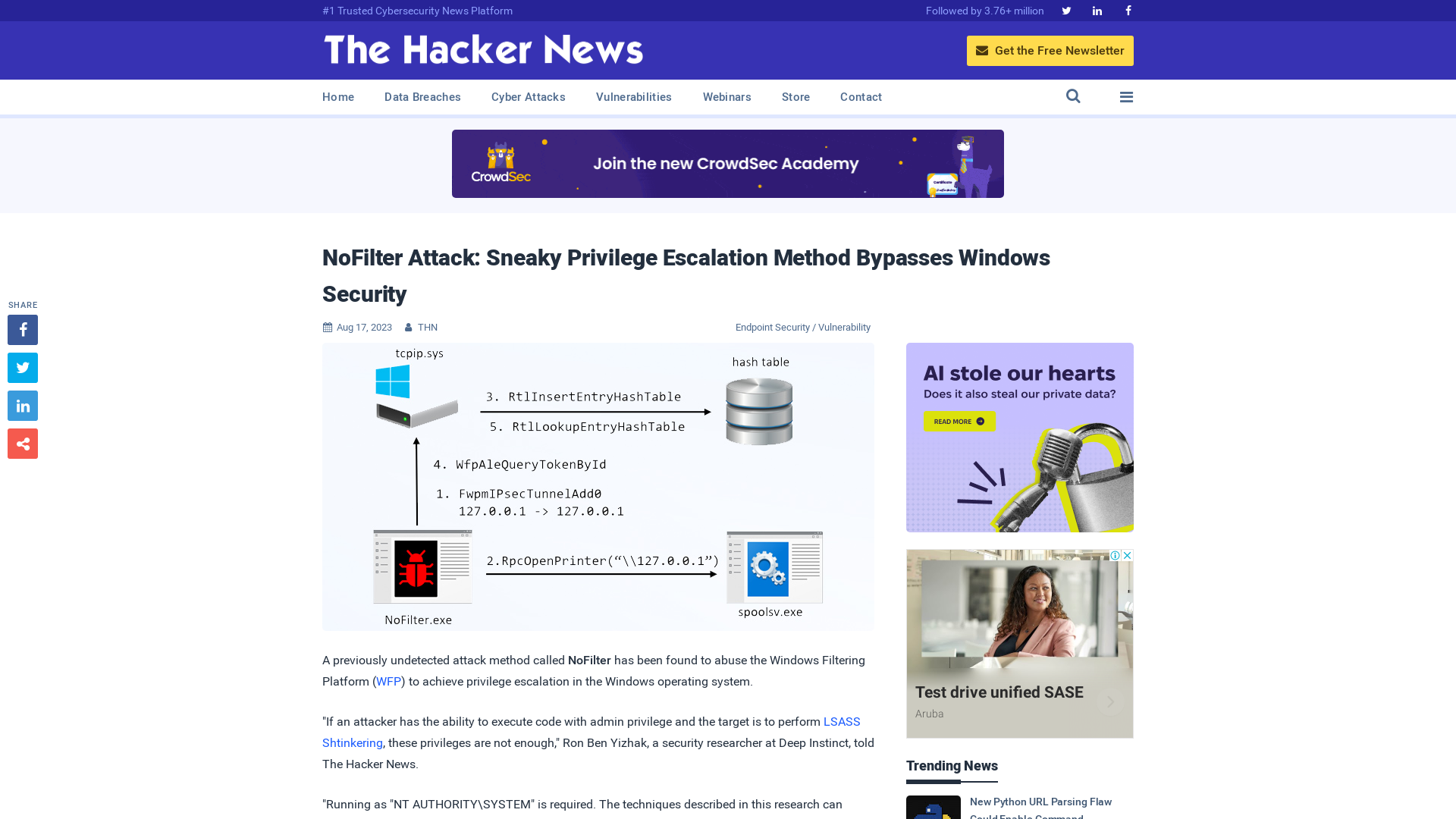 NoFilter Attack: Sneaky Privilege Escalation Method Bypasses Windows Security