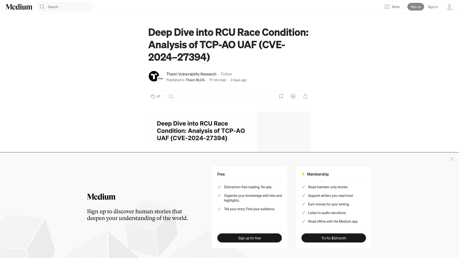 Deep Dive into RCU Race Condition: Analysis of TCP-AO UAF (CVE-2024–27394) | by Theori Vulnerability Research | Theori BLOG