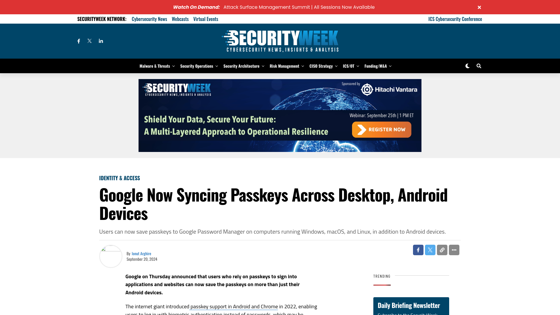 Google Now Syncing Passkeys Across Desktop, Android Devices - SecurityWeek