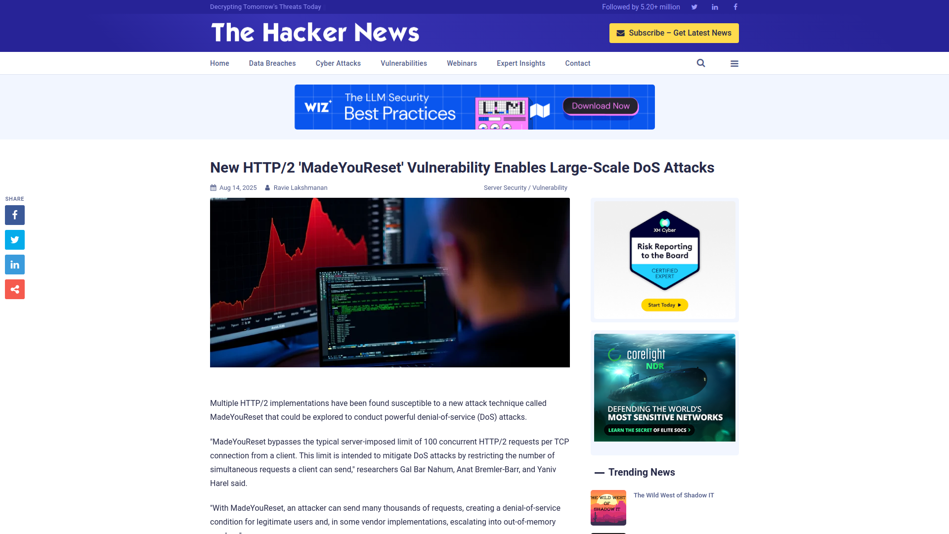New HTTP/2 'MadeYouReset' Vulnerability Enables Large-Scale DoS Attacks