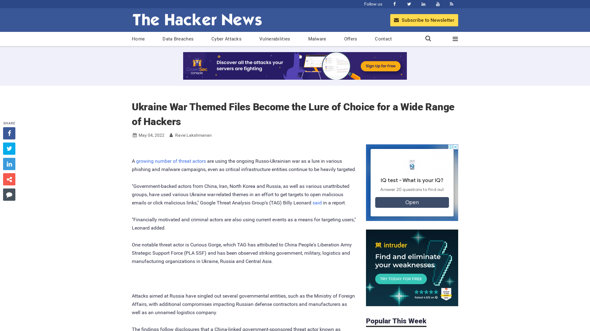Ukraine War Themed Files Become the Lure of Choice for a Wide Range of Hackers