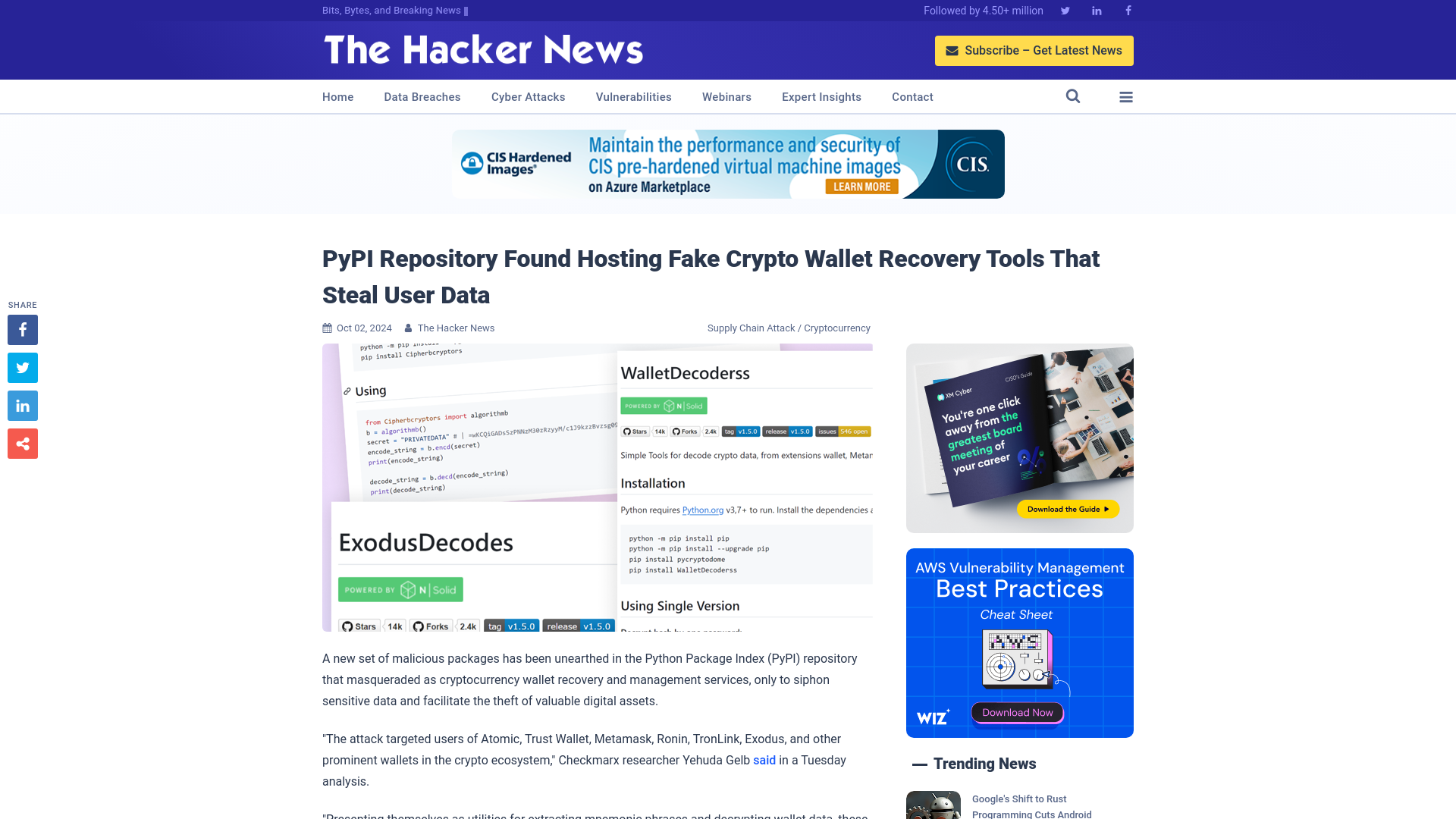 PyPI Repository Found Hosting Fake Crypto Wallet Recovery Tools That Steal User Data