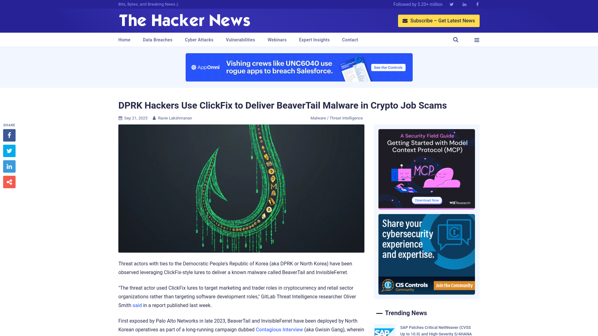 DPRK Hackers Use ClickFix to Deliver BeaverTail Malware in Crypto Job Scams