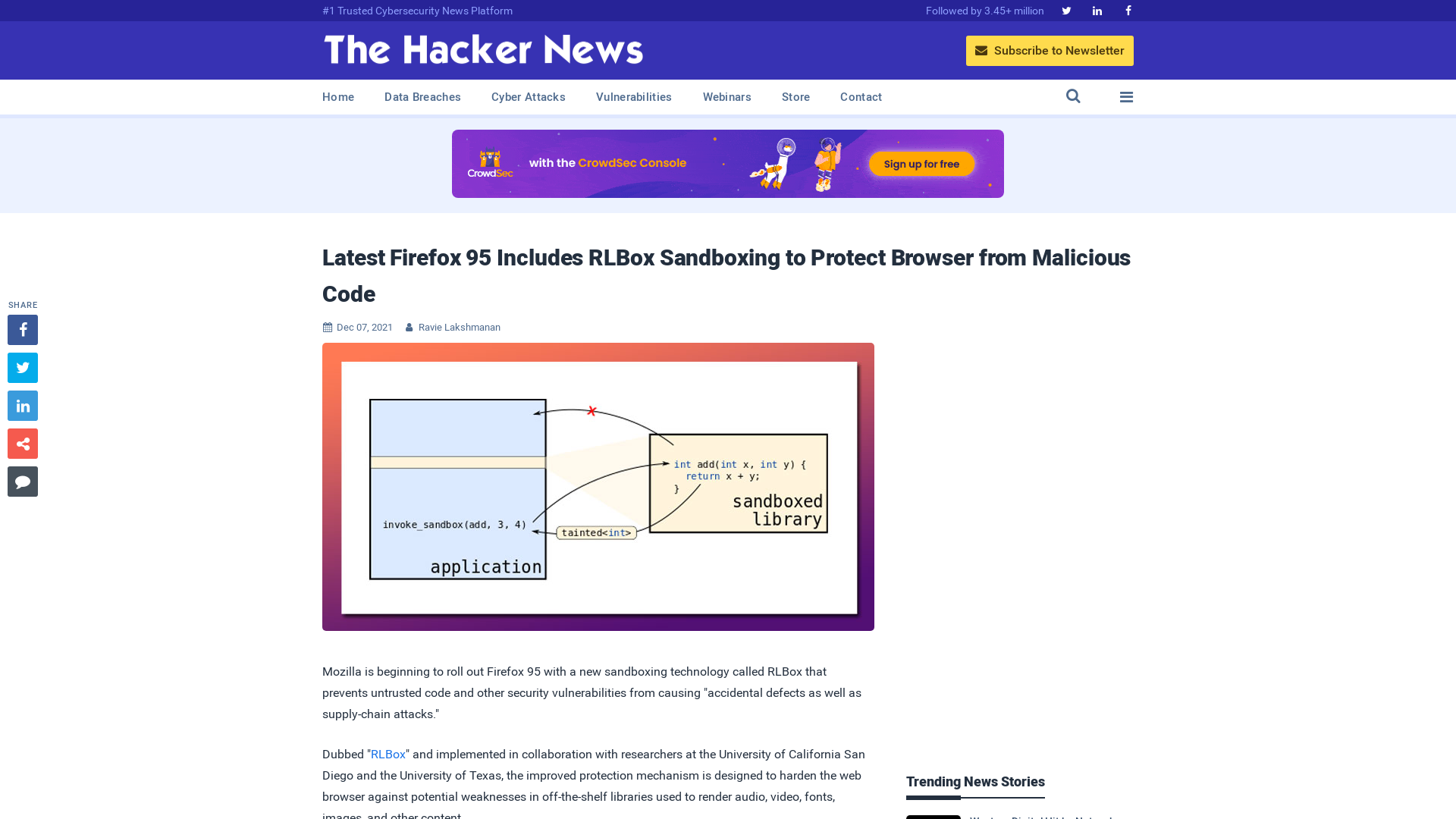 Latest Firefox 95 Includes RLBox Sandboxing to Protect Browser from Malicious Code