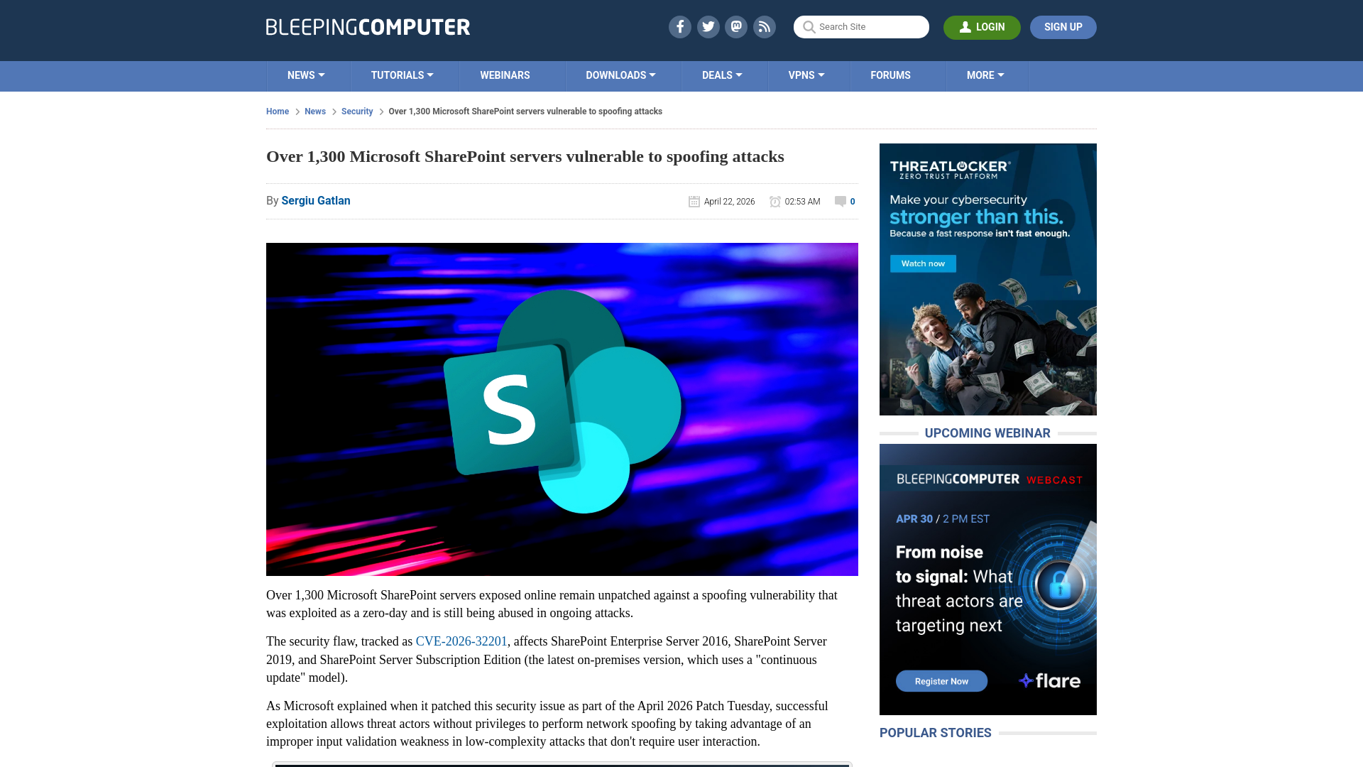Over 1,300 Microsoft SharePoint servers vulnerable to spoofing attacks