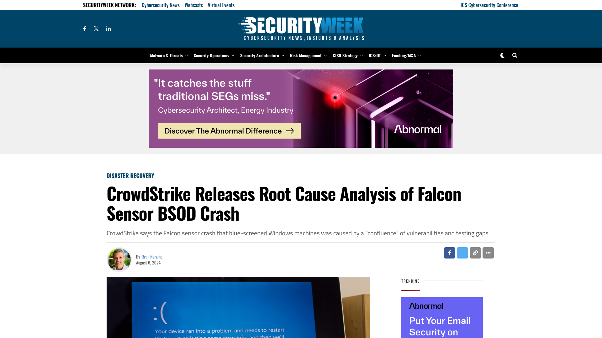 CrowdStrike Releases Root Cause Analysis of Falcon Sensor BSOD Crash - SecurityWeek