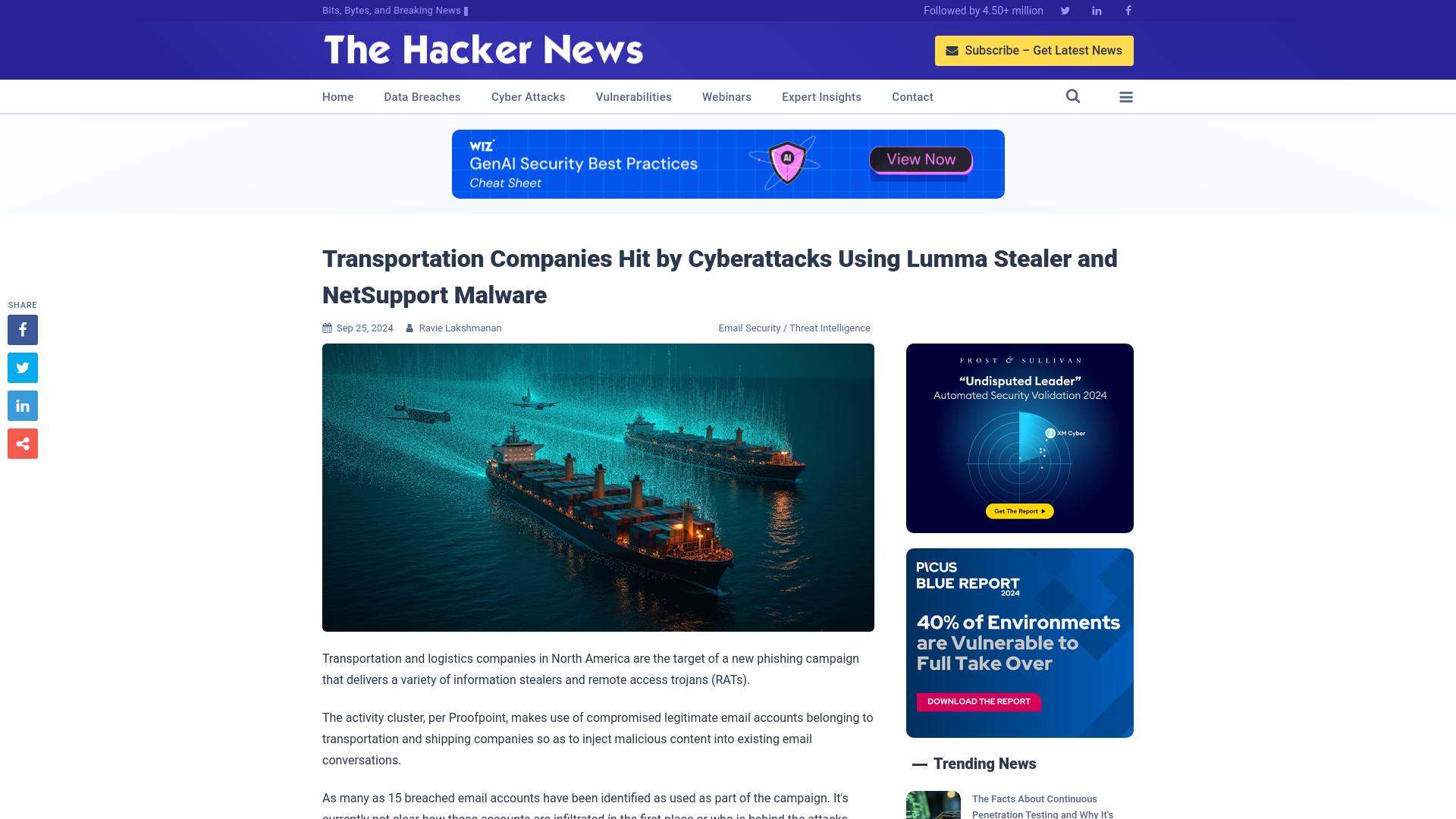 Transportation Companies Hit by Cyberattacks Using Lumma Stealer and NetSupport Malware