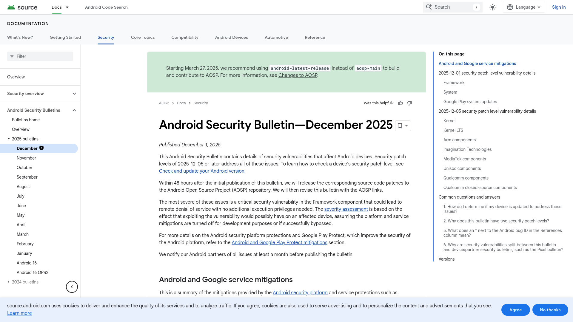 Android Security Bulletin—December 2025  |  Android Open Source Project