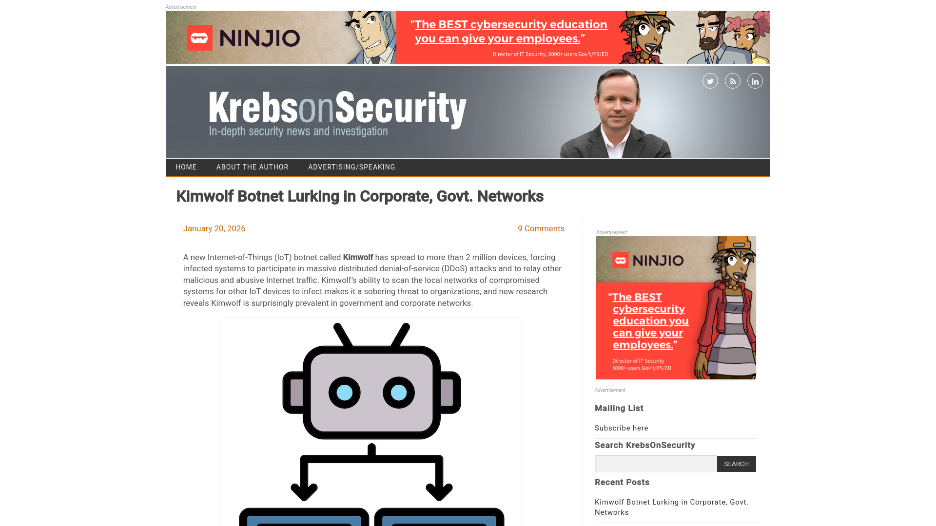 Kimwolf Botnet Lurking in Corporate, Govt. Networks – Krebs on Security