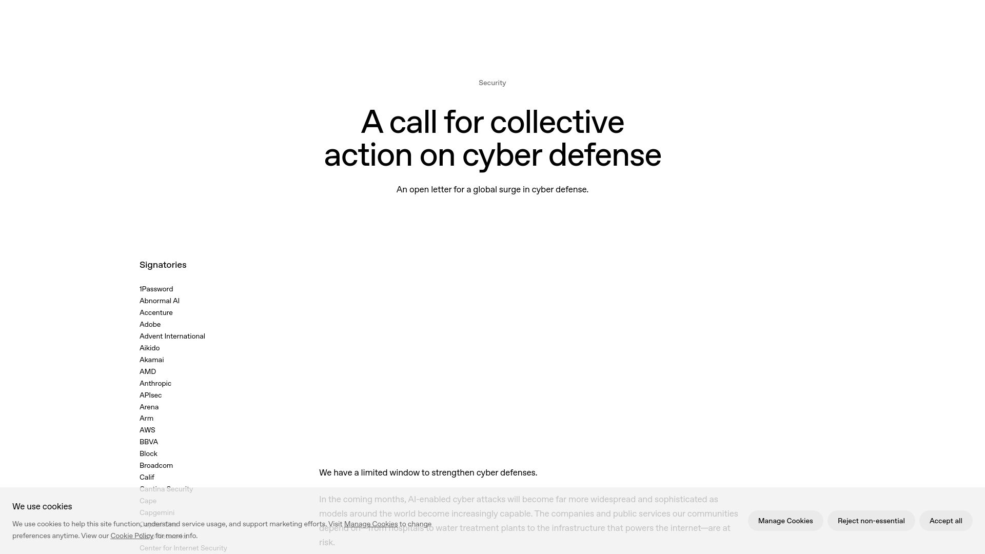 A call for collective action on cyber defense | OpenAI