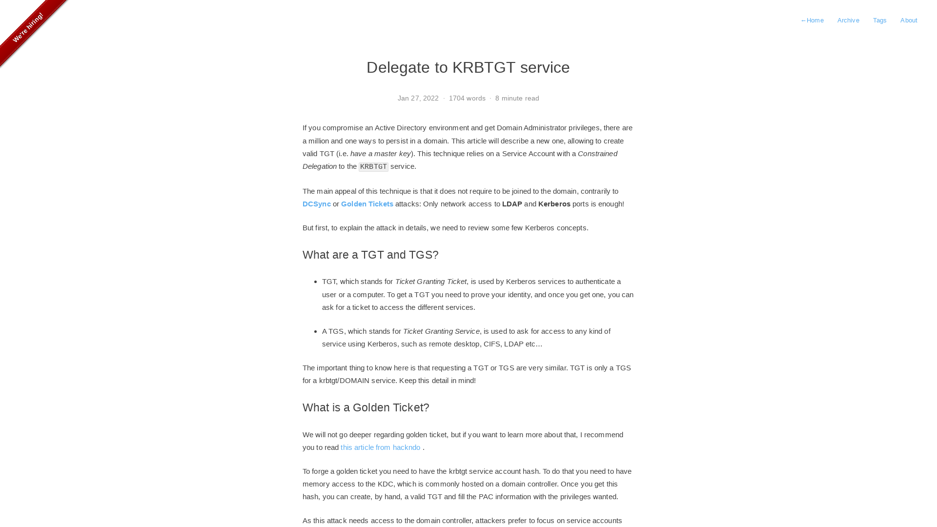 Delegate to KRBTGT service | Sky Blueteam
