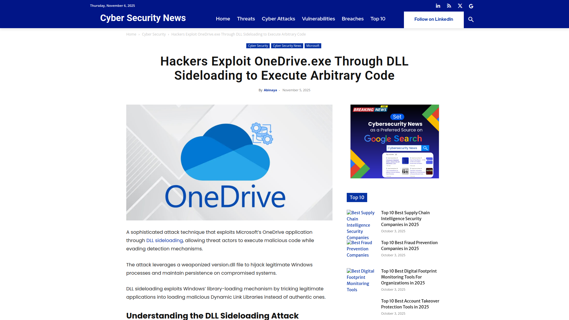 Hackers Exploit OneDrive.exe Through DLL Sideloading to Execute Arbitrary Code