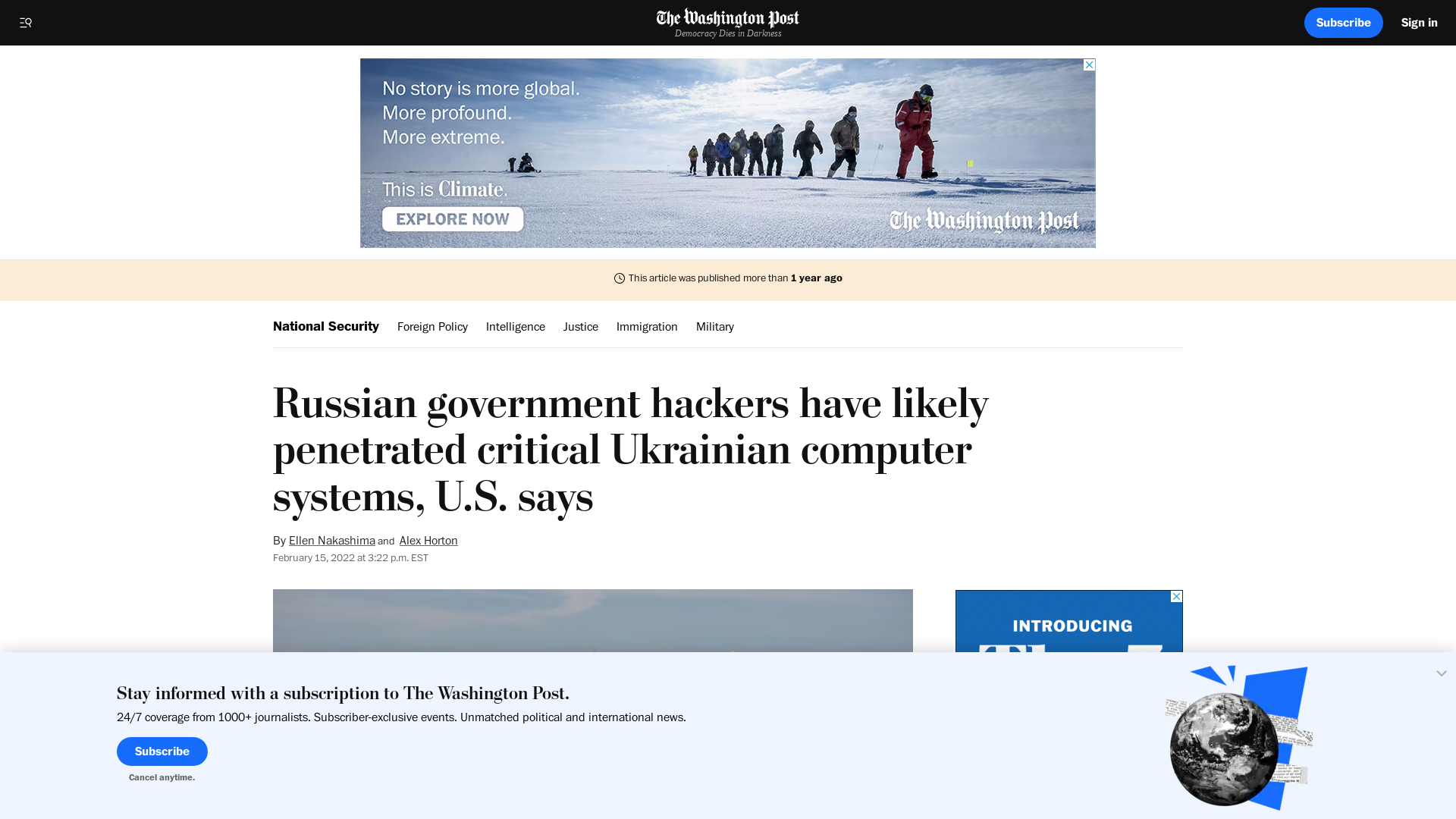 Russian hackers have probably penetrated critical Ukraine computer networks, U.S. says - The Washington Post