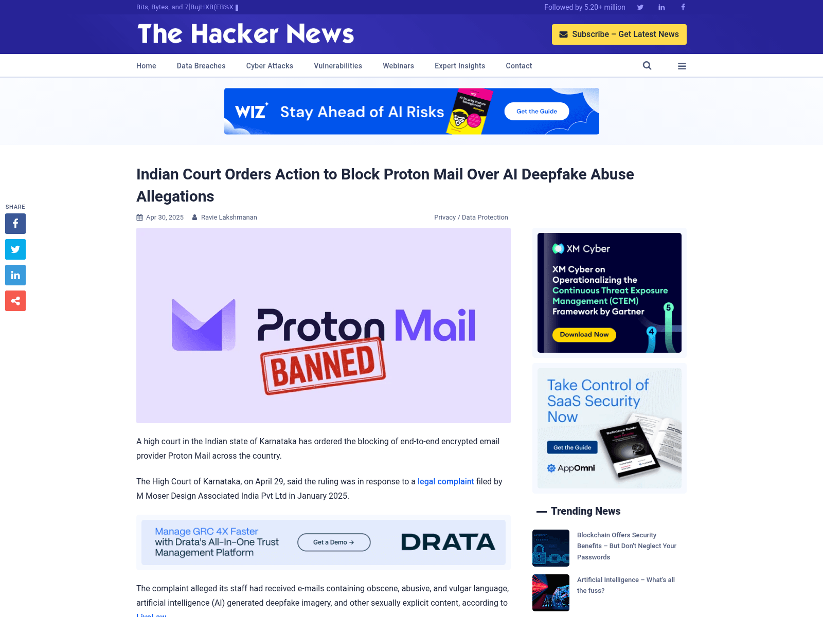 Indian Court Orders Action to Block Proton Mail Over AI Deepfake Abuse Allegations