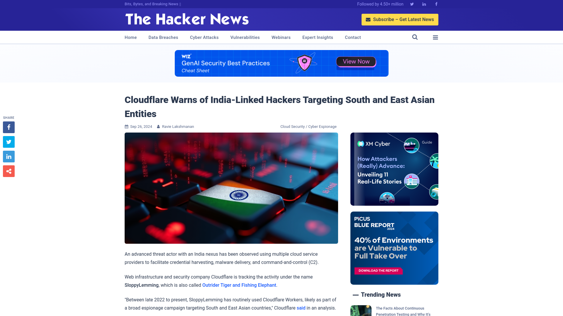 Cloudflare Warns of India-Linked Hackers Targeting South and East Asian Entities