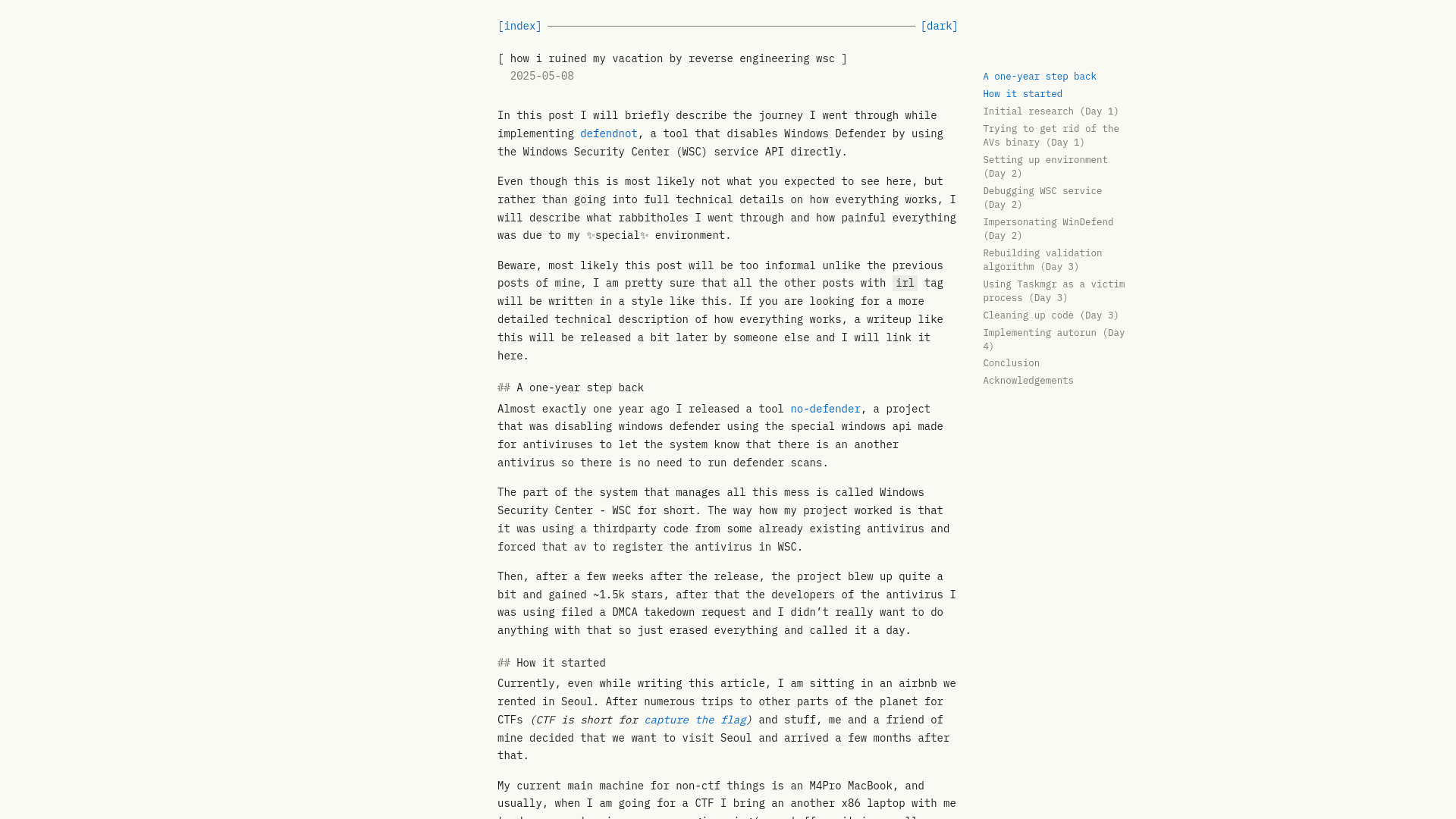 how i ruined my vacation by reverse engineering wsc