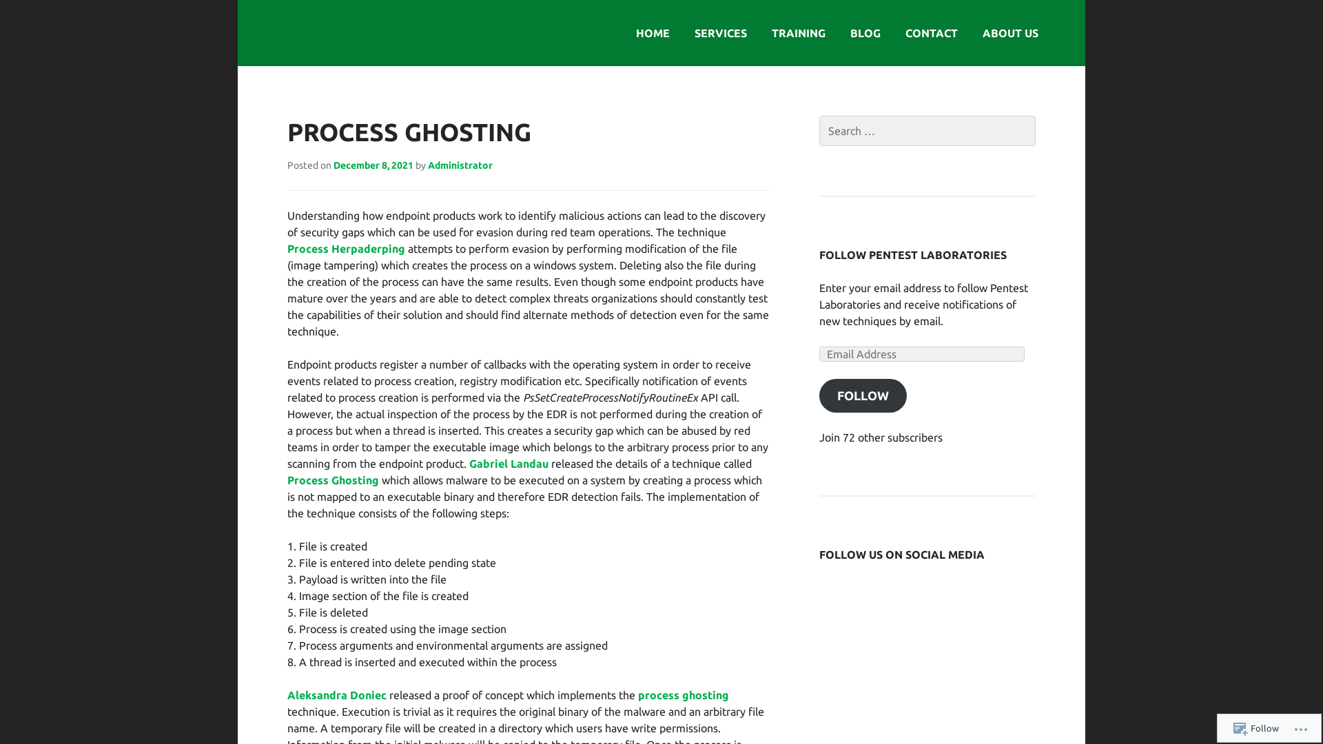 Process Ghosting | Pentest Laboratories