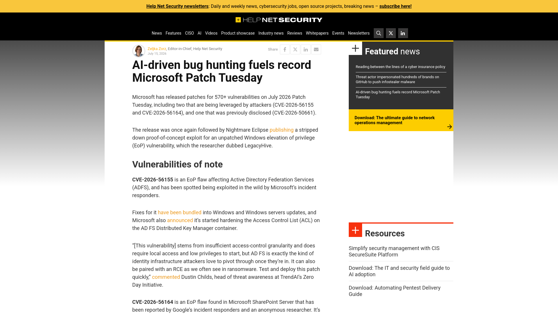 AI-driven bug hunting fuels record Microsoft Patch Tuesday - Help Net Security