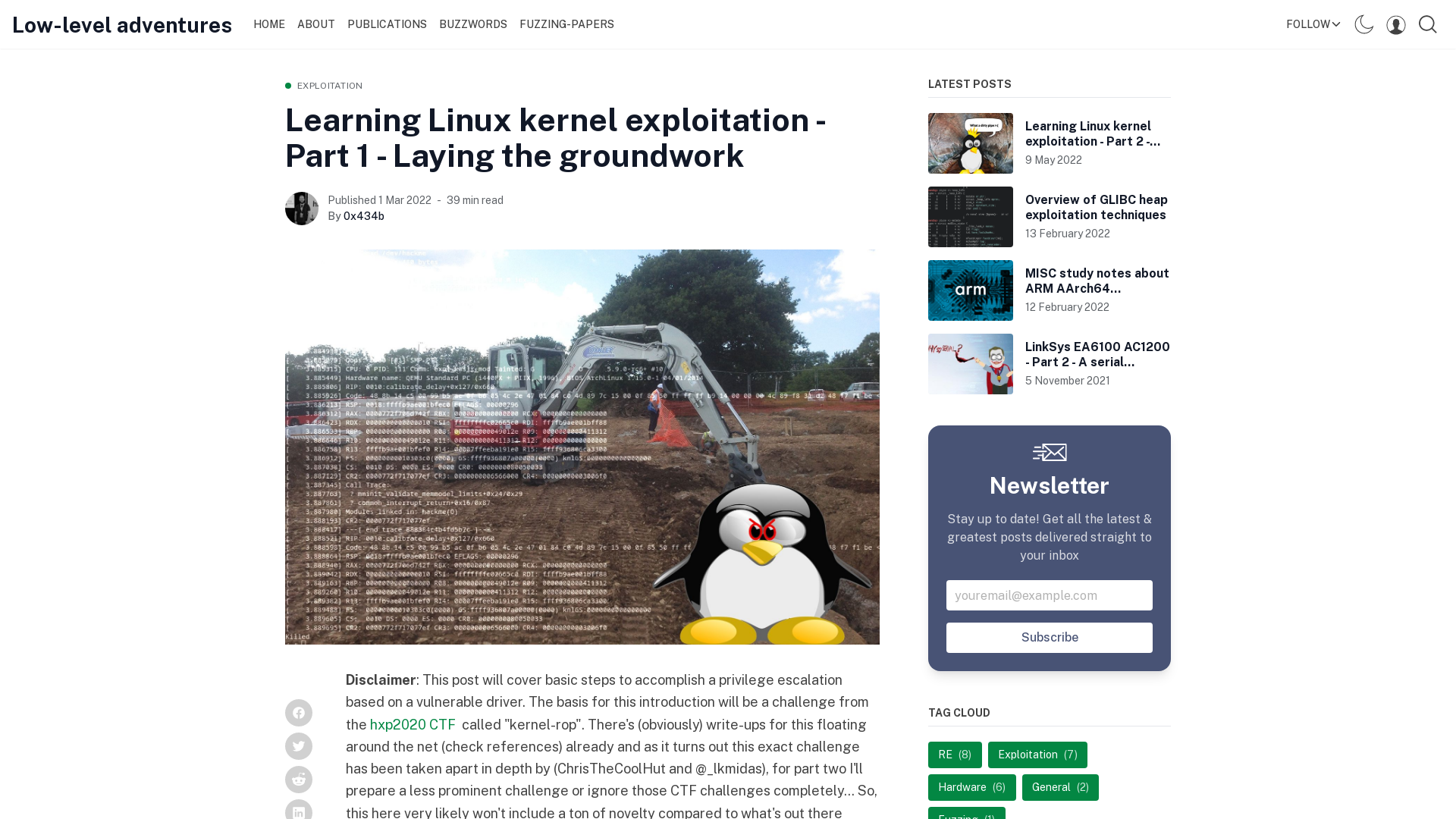 Learning Linux kernel exploitation - Part 1 - Laying the groundwork