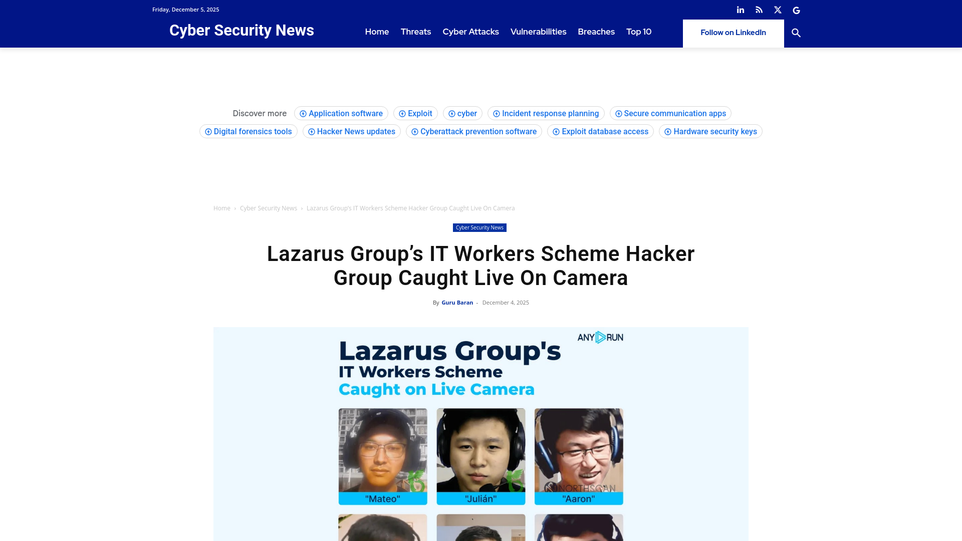 Lazarus Group’s IT Workers Scheme Hacker Group Caught Live On Camera