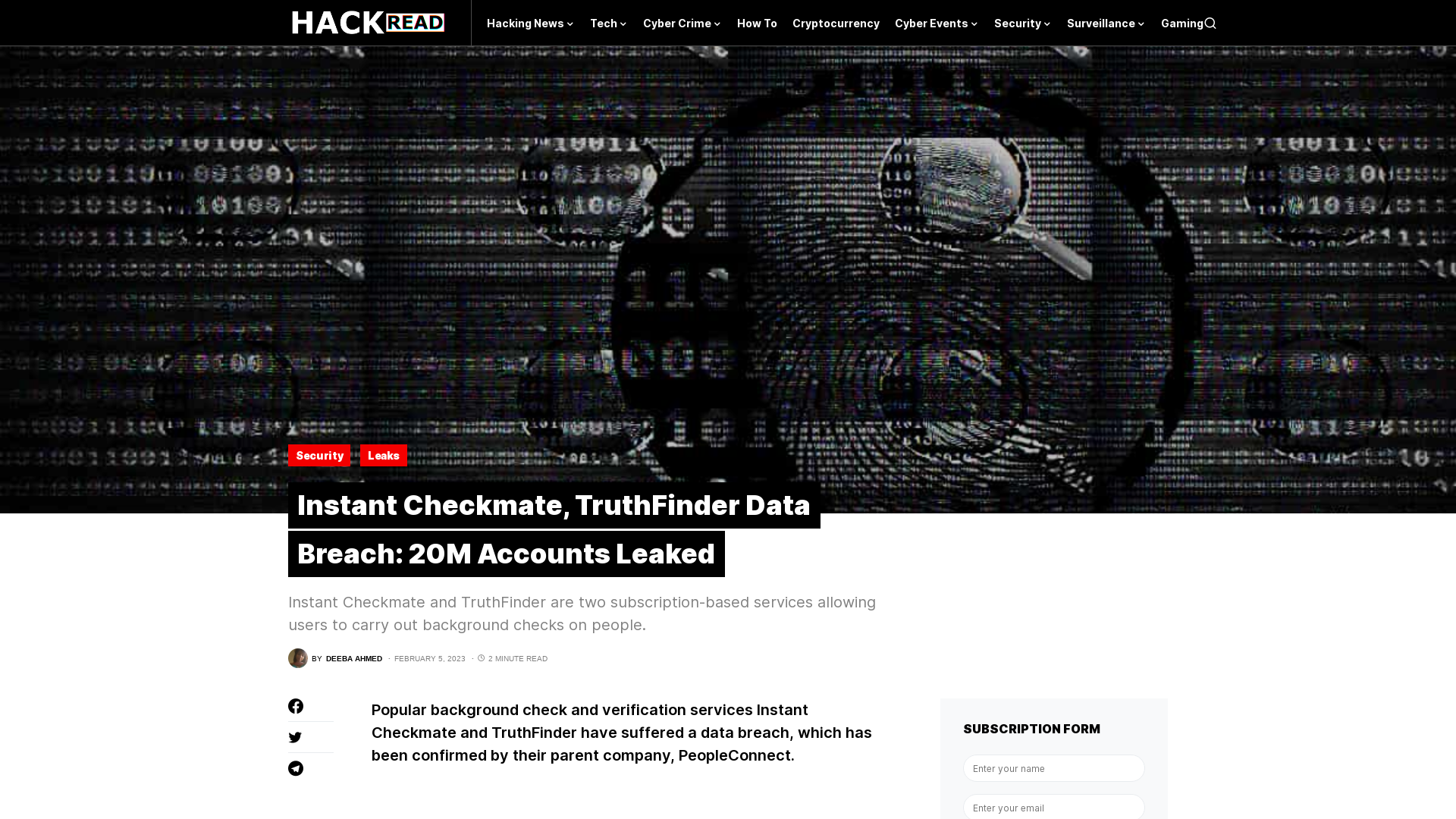 Instant Checkmate, TruthFinder Data Breach: 20M Accounts Leaked