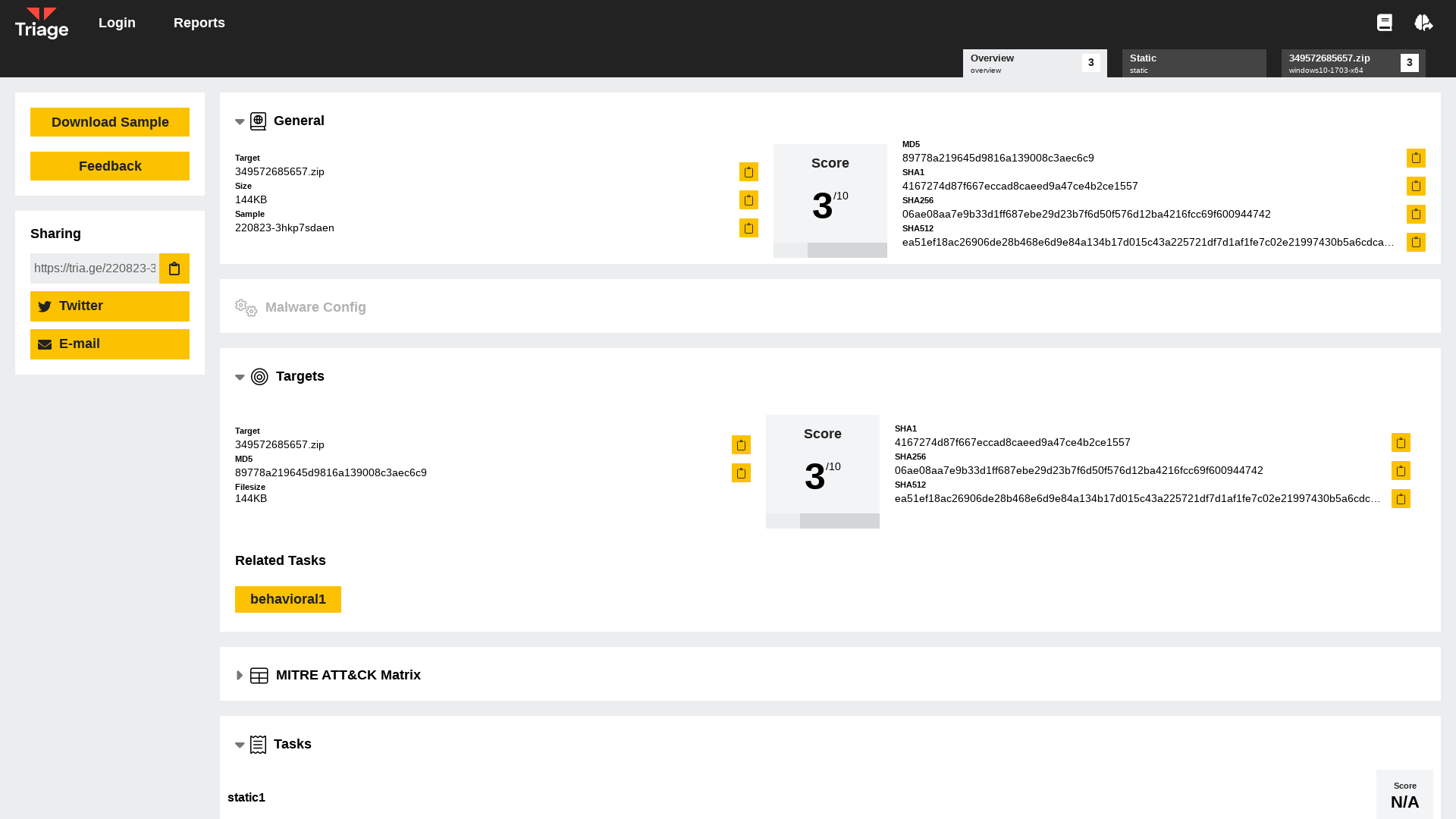 Hatching Triage | Malware sandboxing report by Hatching Triage