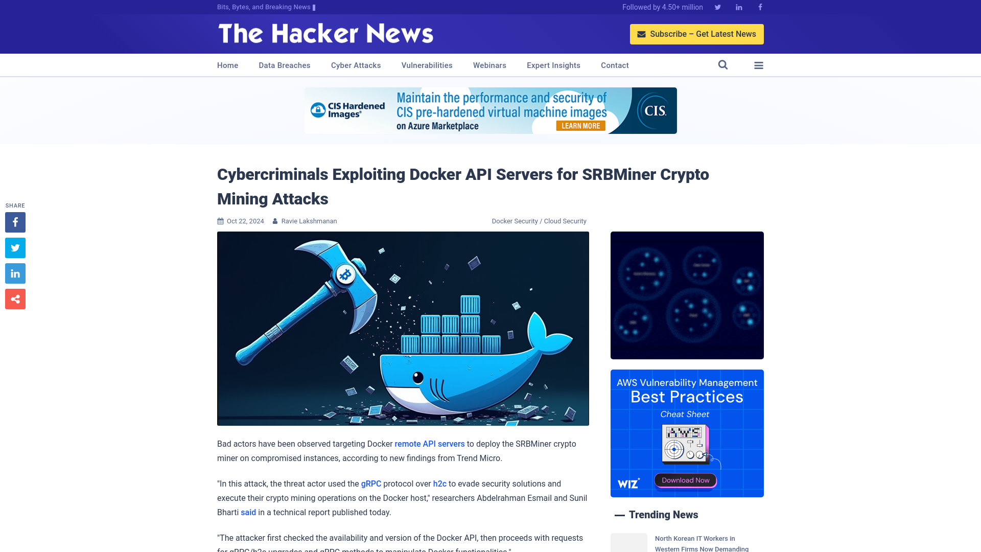 Cybercriminals Exploiting Docker API Servers for SRBMiner Crypto Mining Attacks