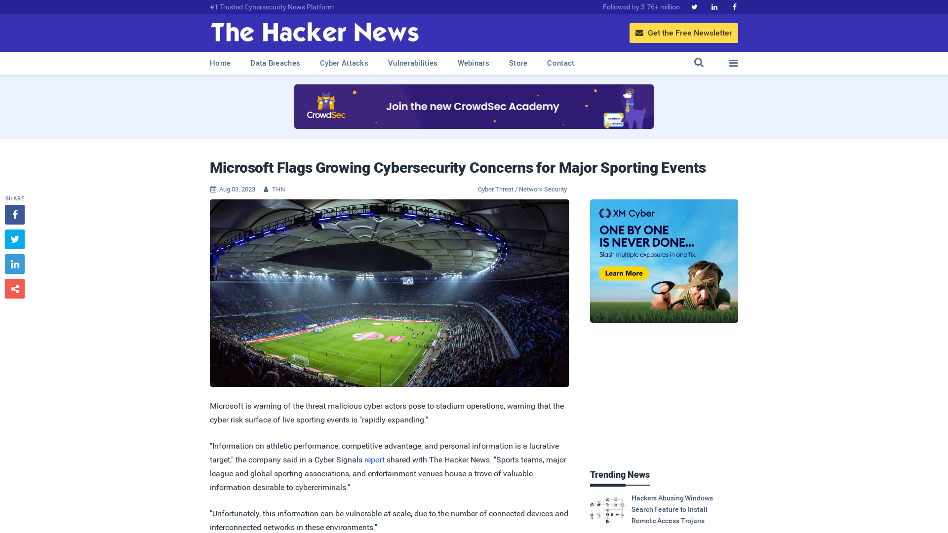 Microsoft Flags Growing Cybersecurity Concerns for Major Sporting Events