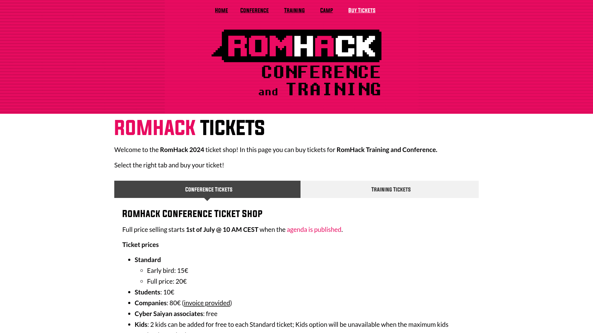 RomHack - Buy Tickets