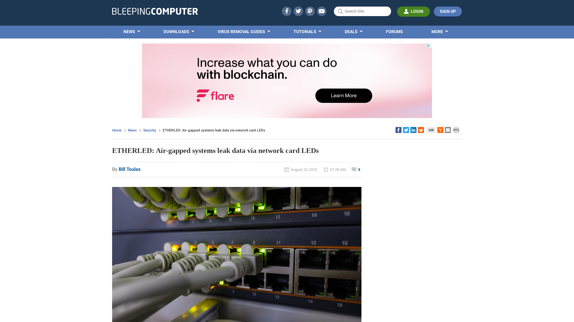 ETHERLED: Air-gapped systems leak data via network card LEDs