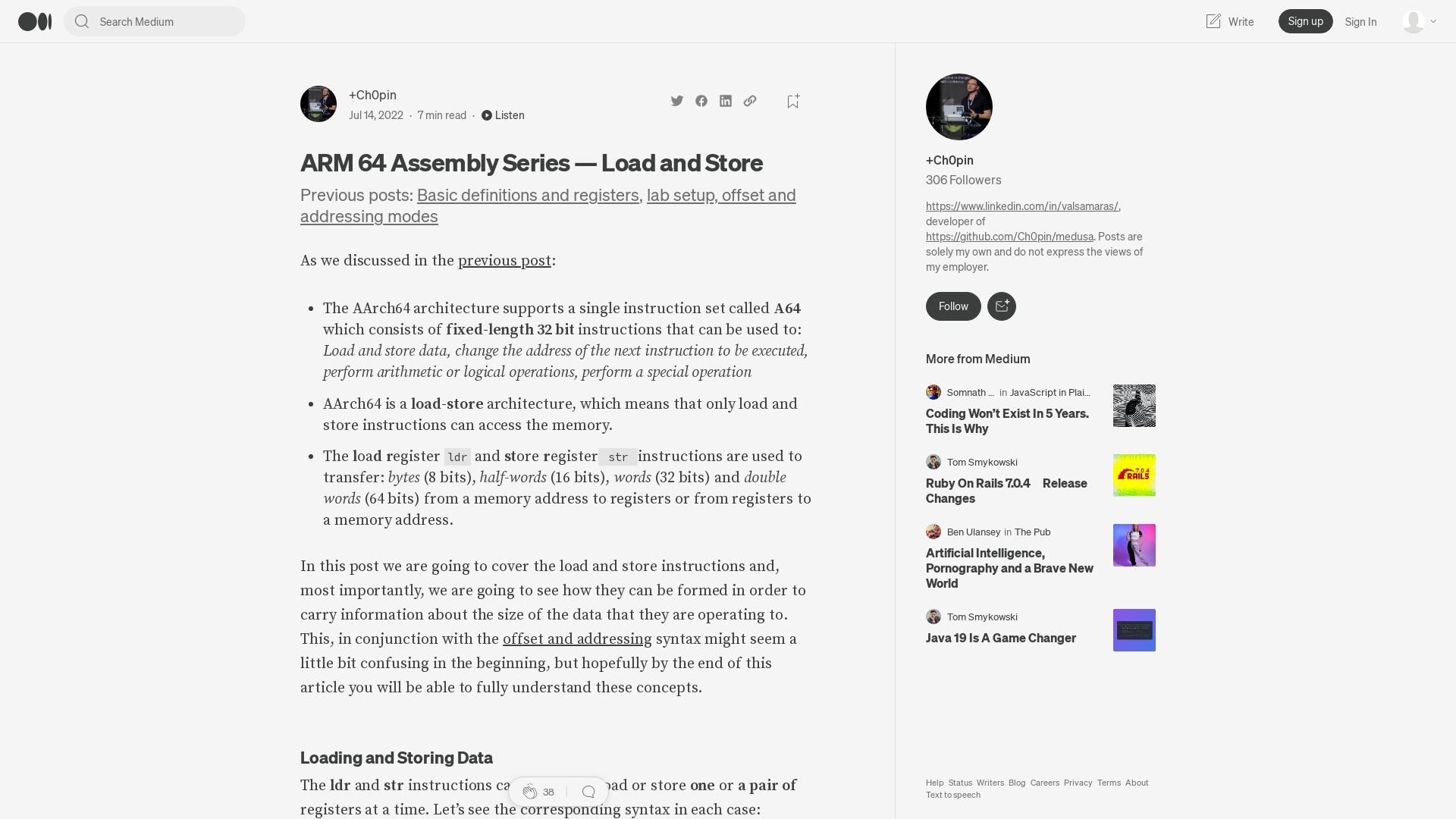 ARM 64 Assembly Series — Load and Store | by +Ch0pin🕷️ | Medium