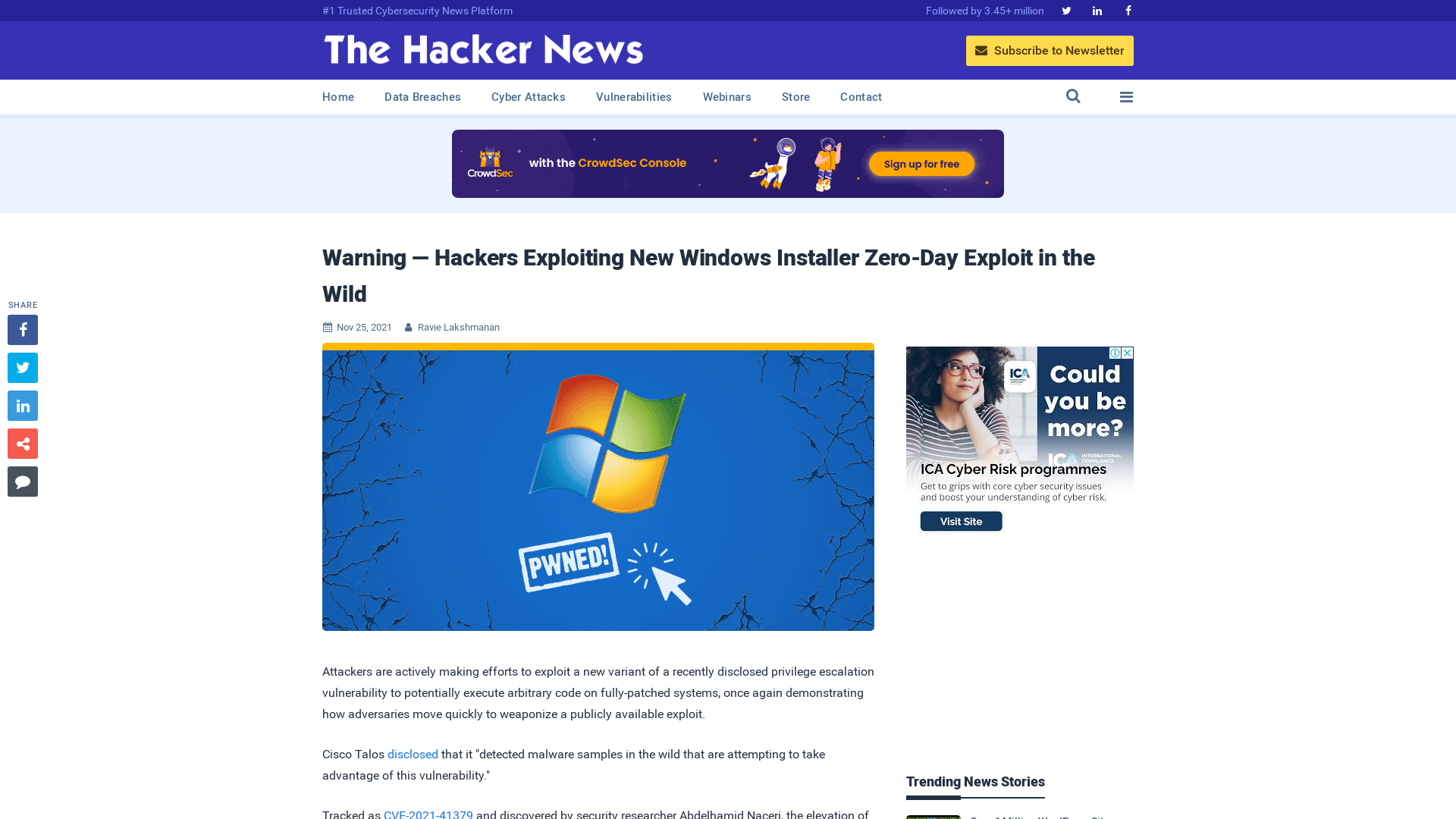 Warning — Hackers Exploiting New Windows Installer Zero-Day Exploit in the Wild