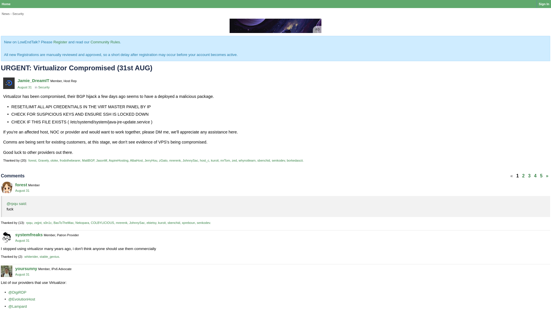 URGENT: Virtualizor Compromised (31st AUG) — LowEndTalk