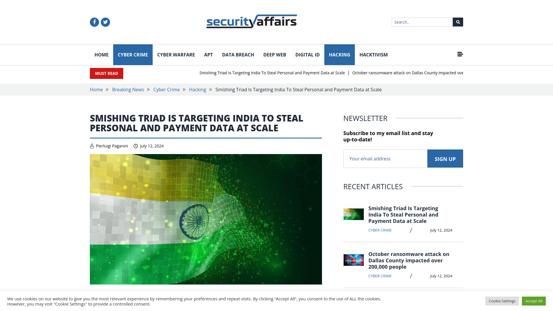 Smishing Triad Is Targeting India To Steal Personal and Payment Data at Scale