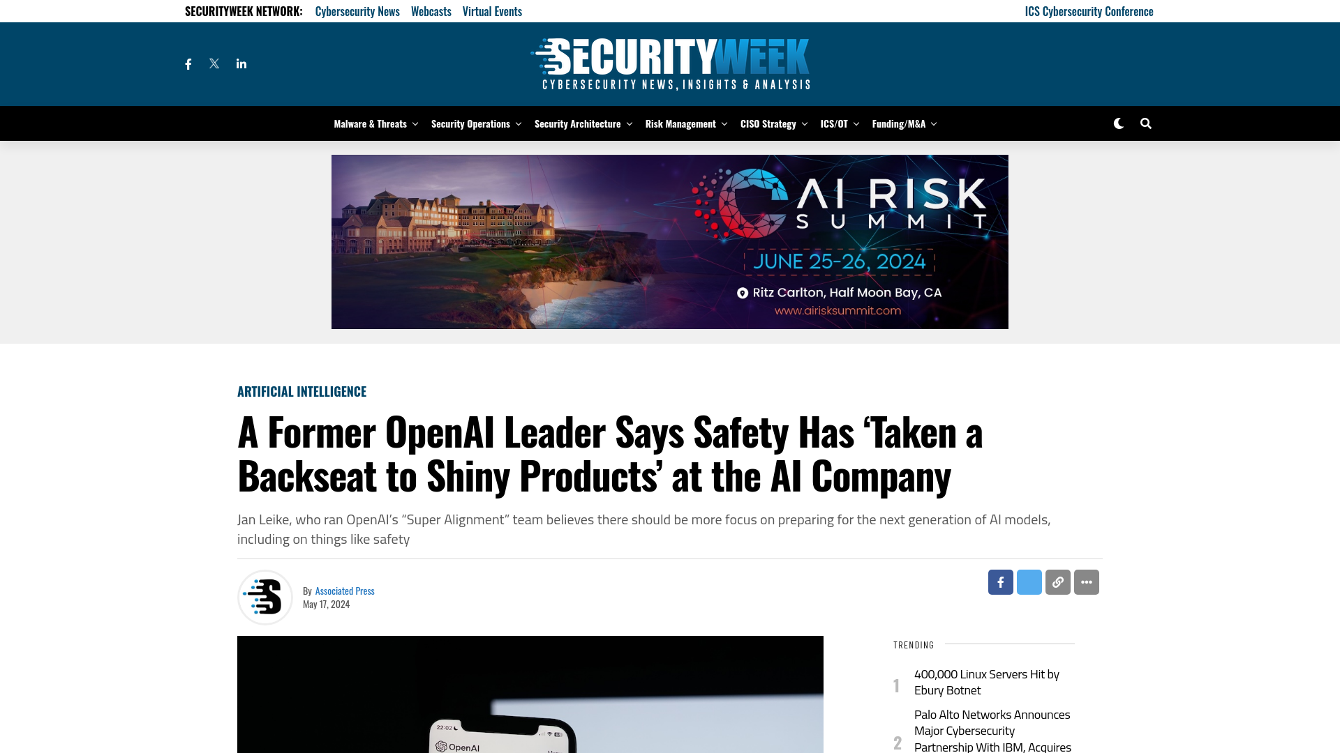 A Former OpenAI Leader Says Safety Has ‘Taken a Backseat to Shiny Products’ at the AI Company - SecurityWeek